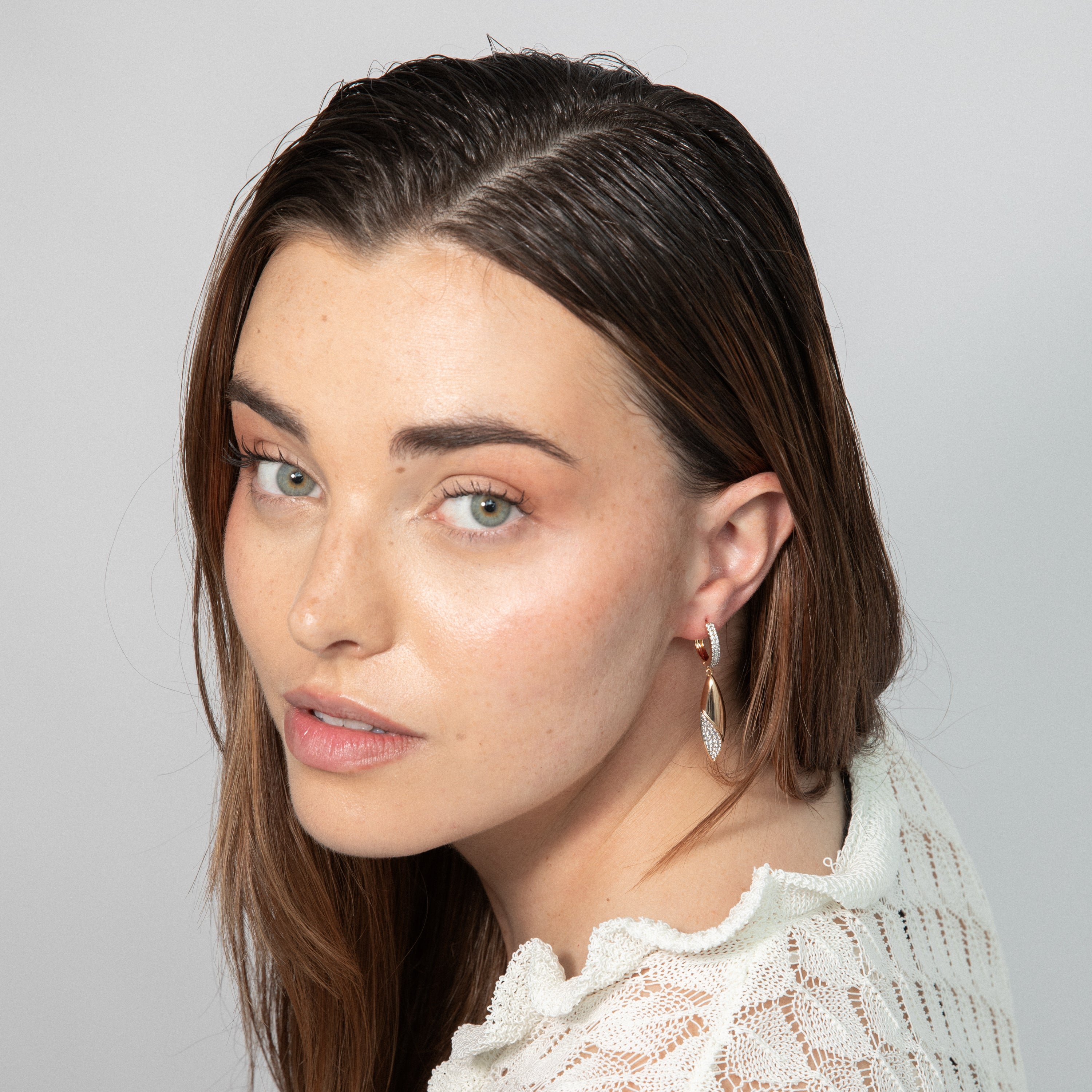 Sparkling Cubic Zirconia Earrings with 18k Yellow Gold Finish - Iskio