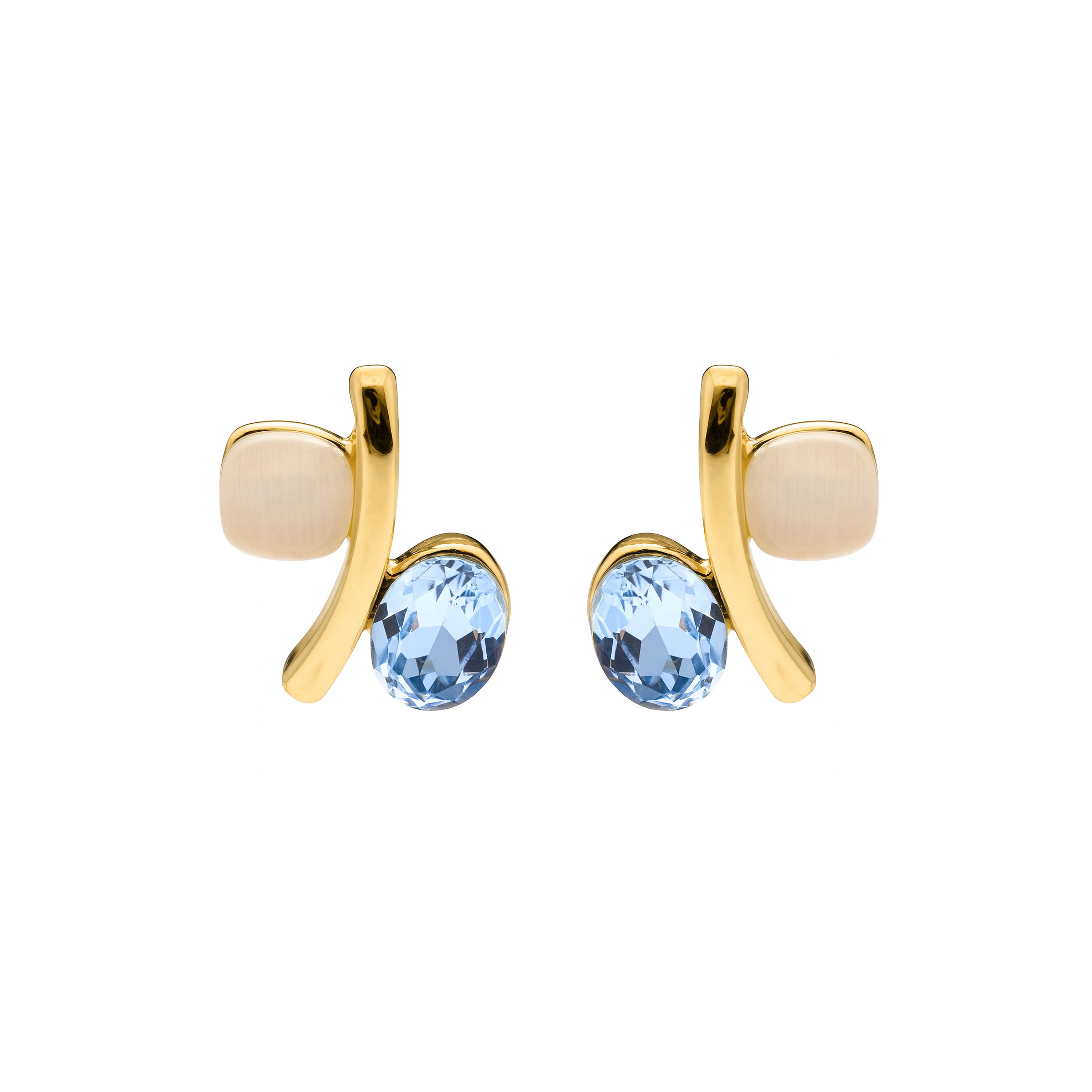 Brincos de Olho de Gato com acabamento em ouro amarelo 18k - Hared