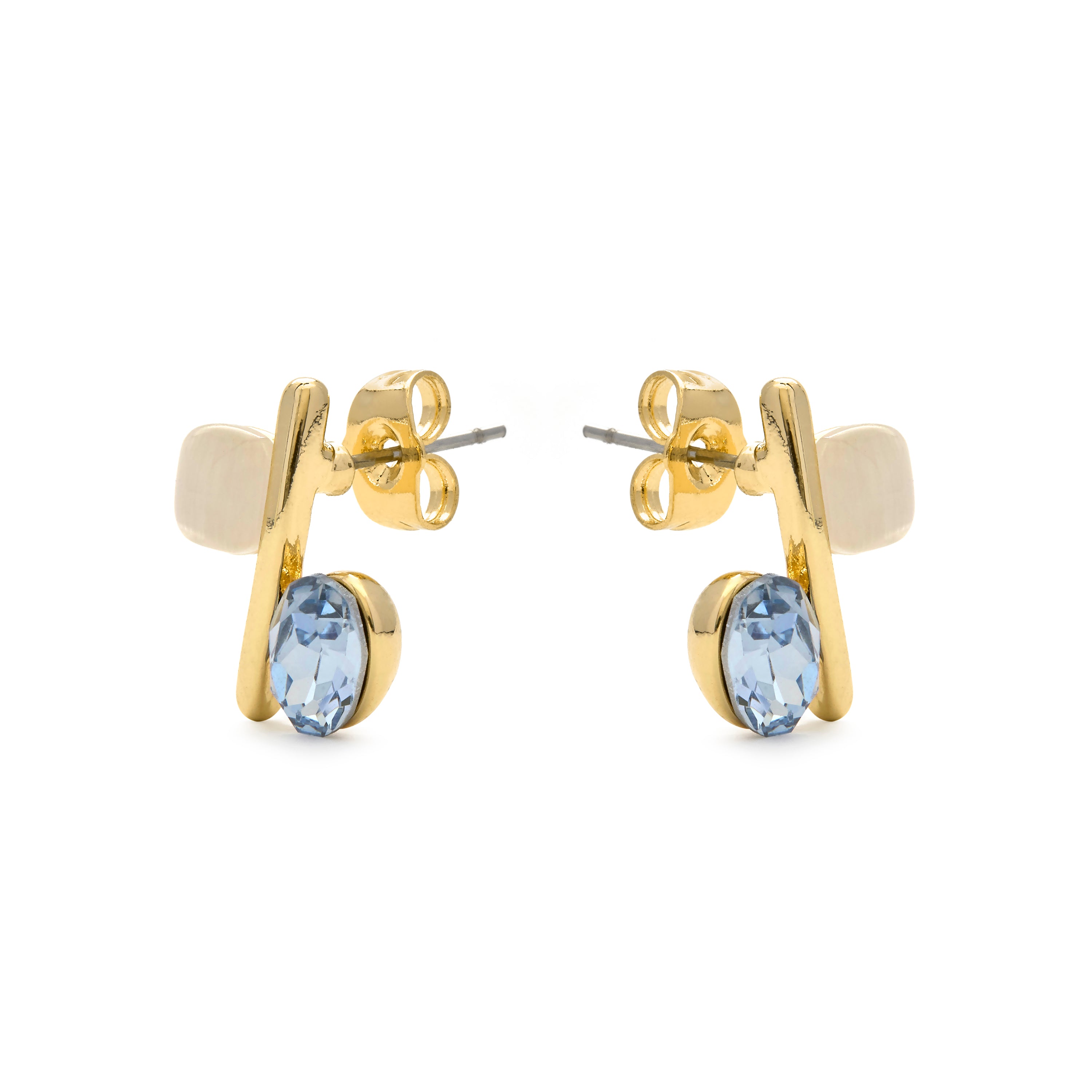 Brincos de Olho de Gato com acabamento em ouro amarelo 18k - Hared