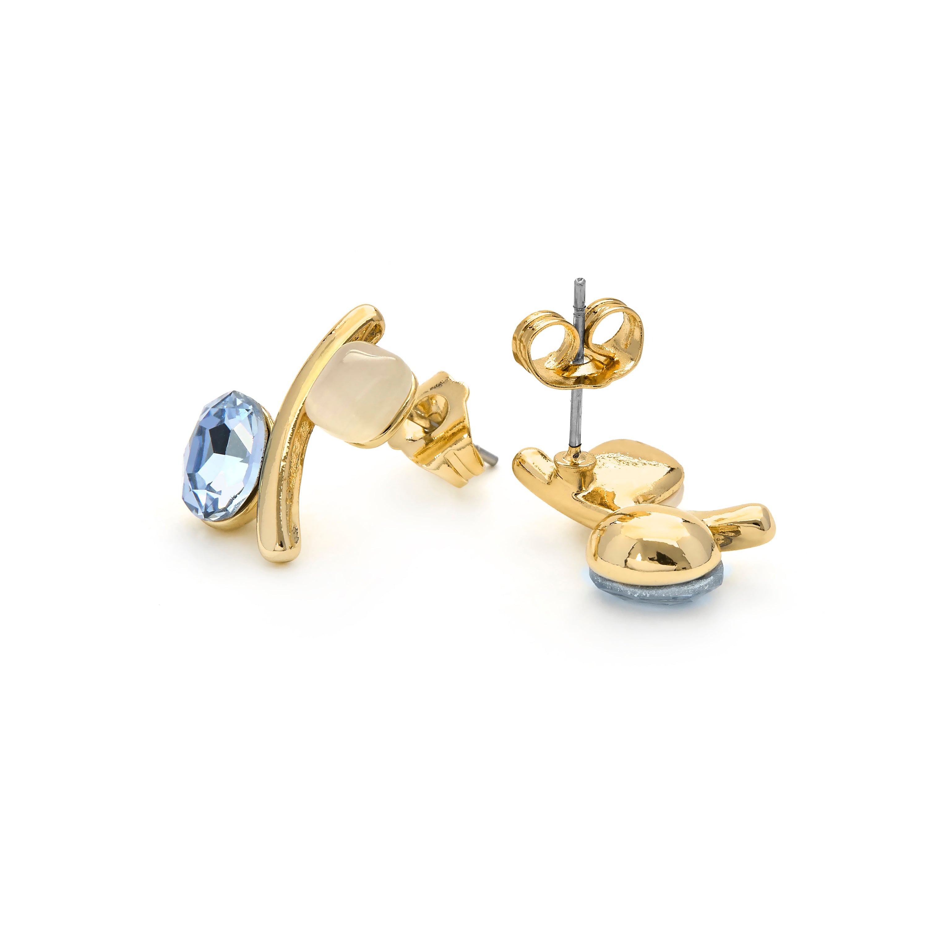 Brincos de Olho de Gato com acabamento em ouro amarelo 18k - Hared
