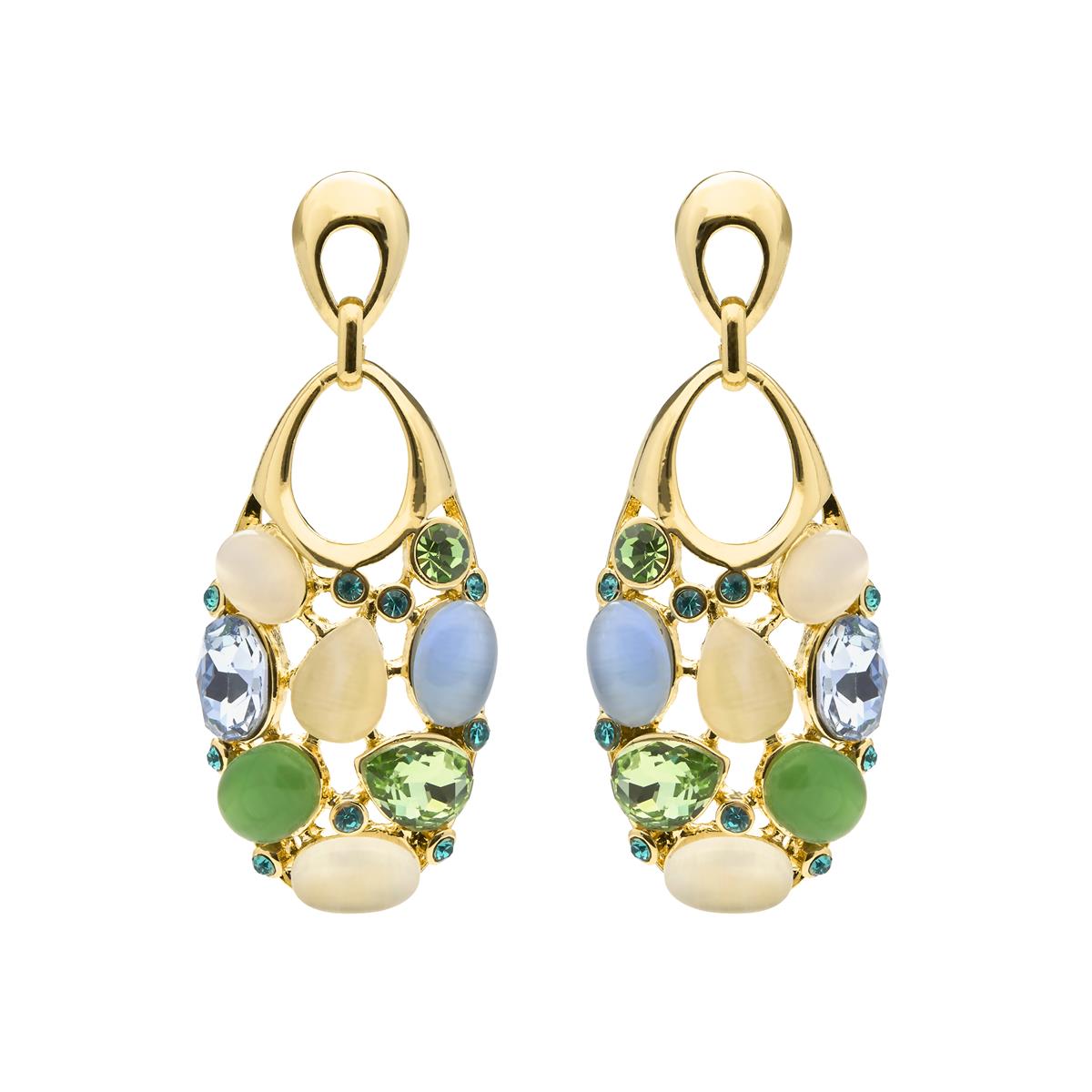 Pendientes de Ojo de Gato Multicolor acabado en oro amarillo 18k - Humawar