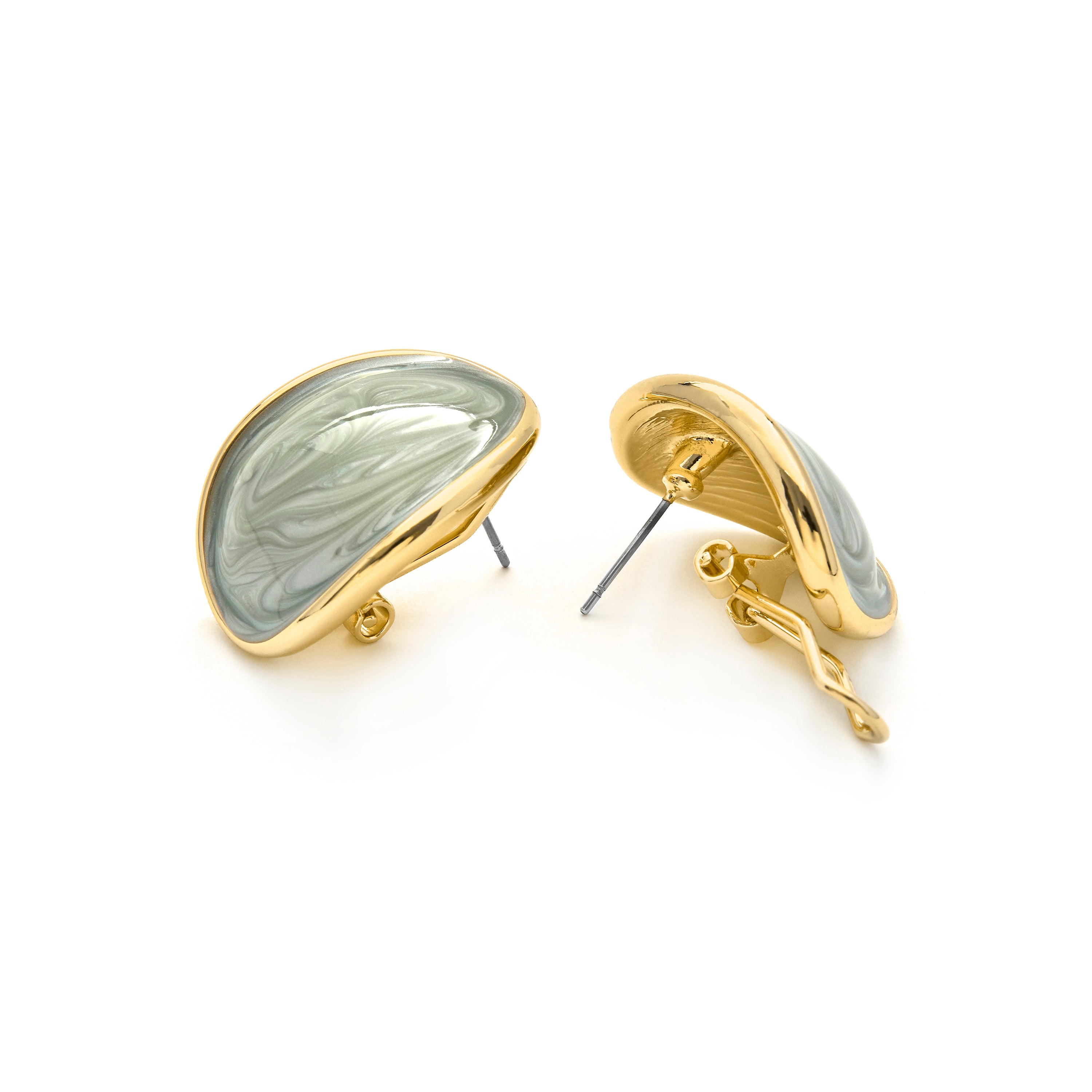 Grün lackierte Ohrringe mit 18k Gelbgold-Finish - Sul