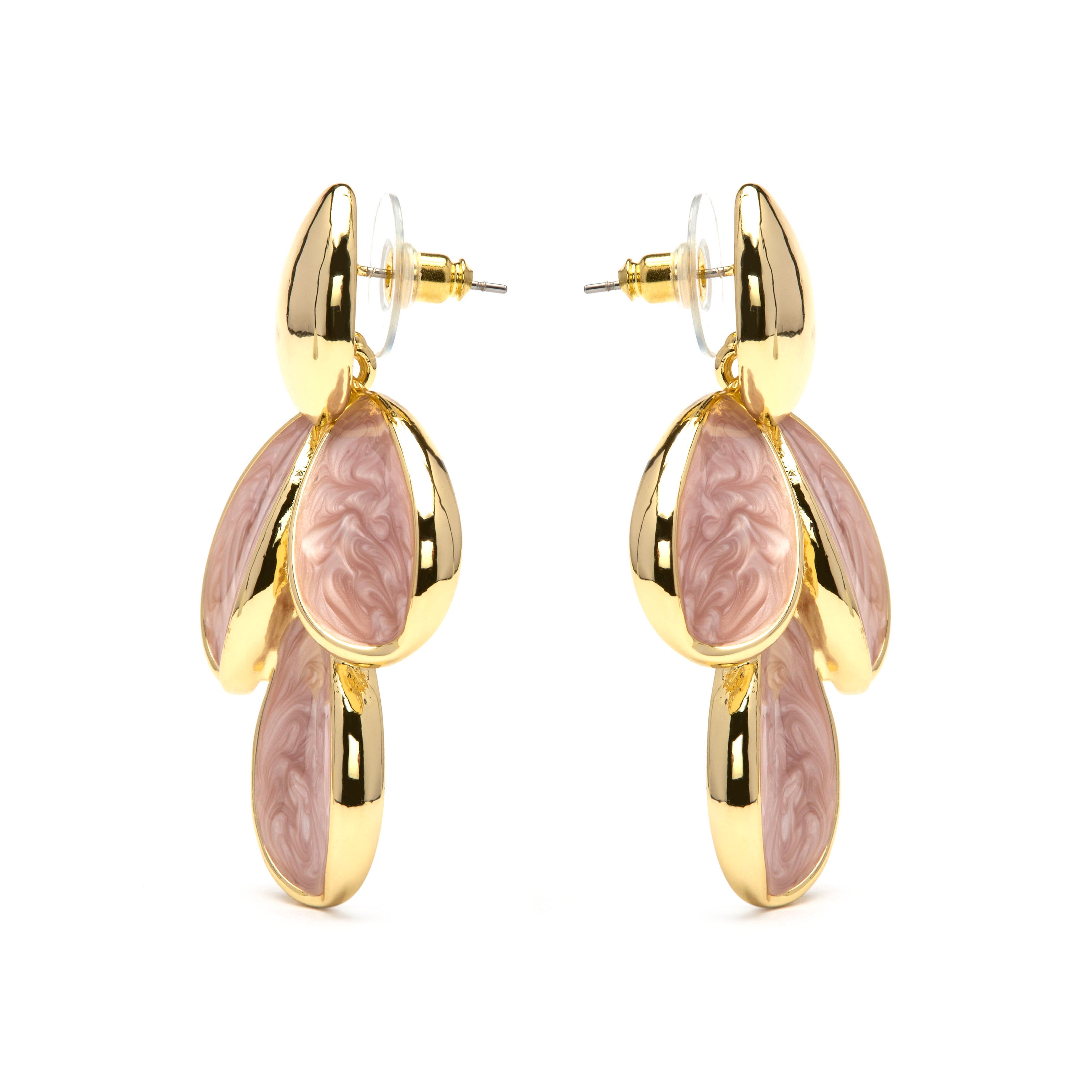 Pendientes de Lacado Rosa acabado en oro amarillo 18k - Pasba