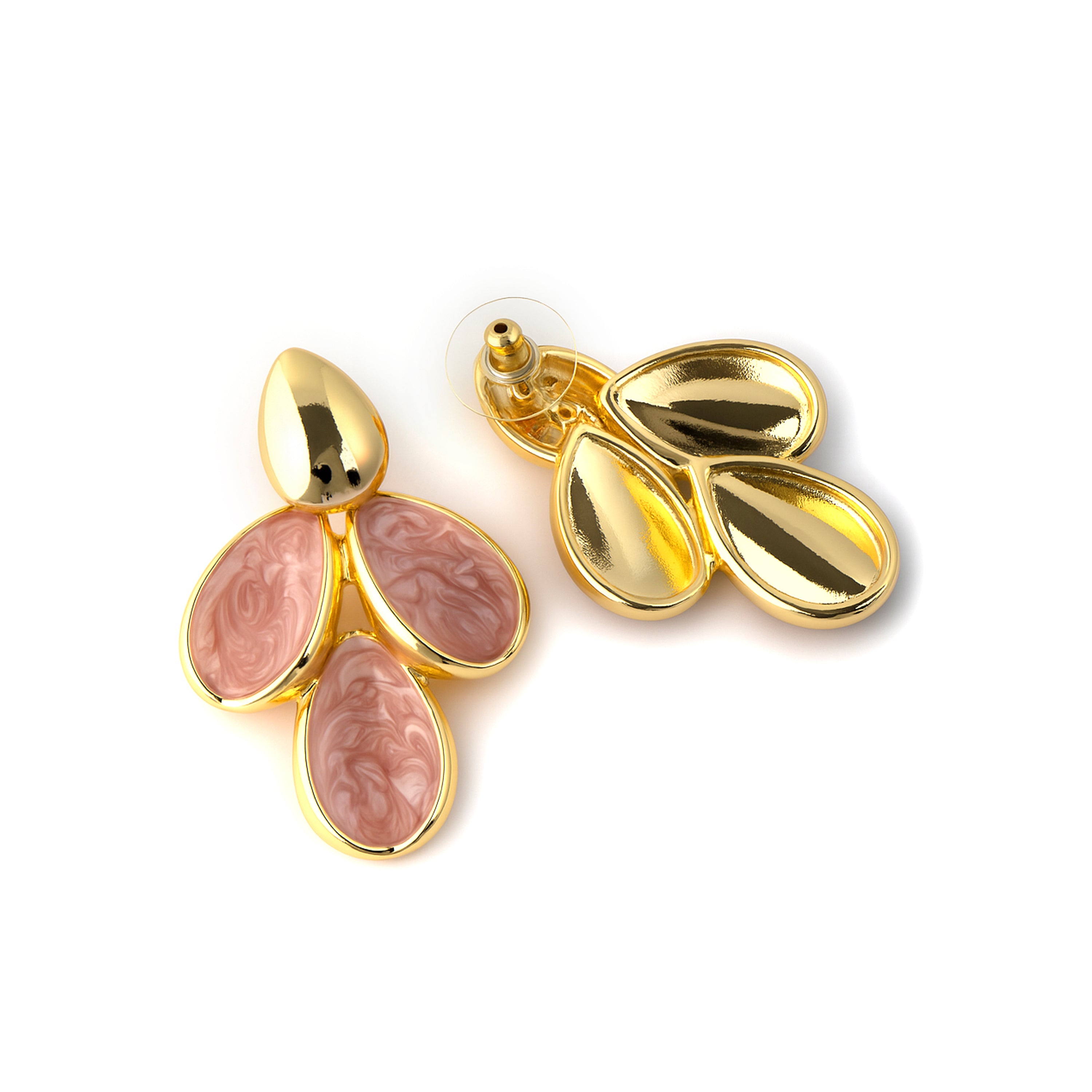 Pendientes de Lacado Rosa acabado en oro amarillo 18k - Pasba