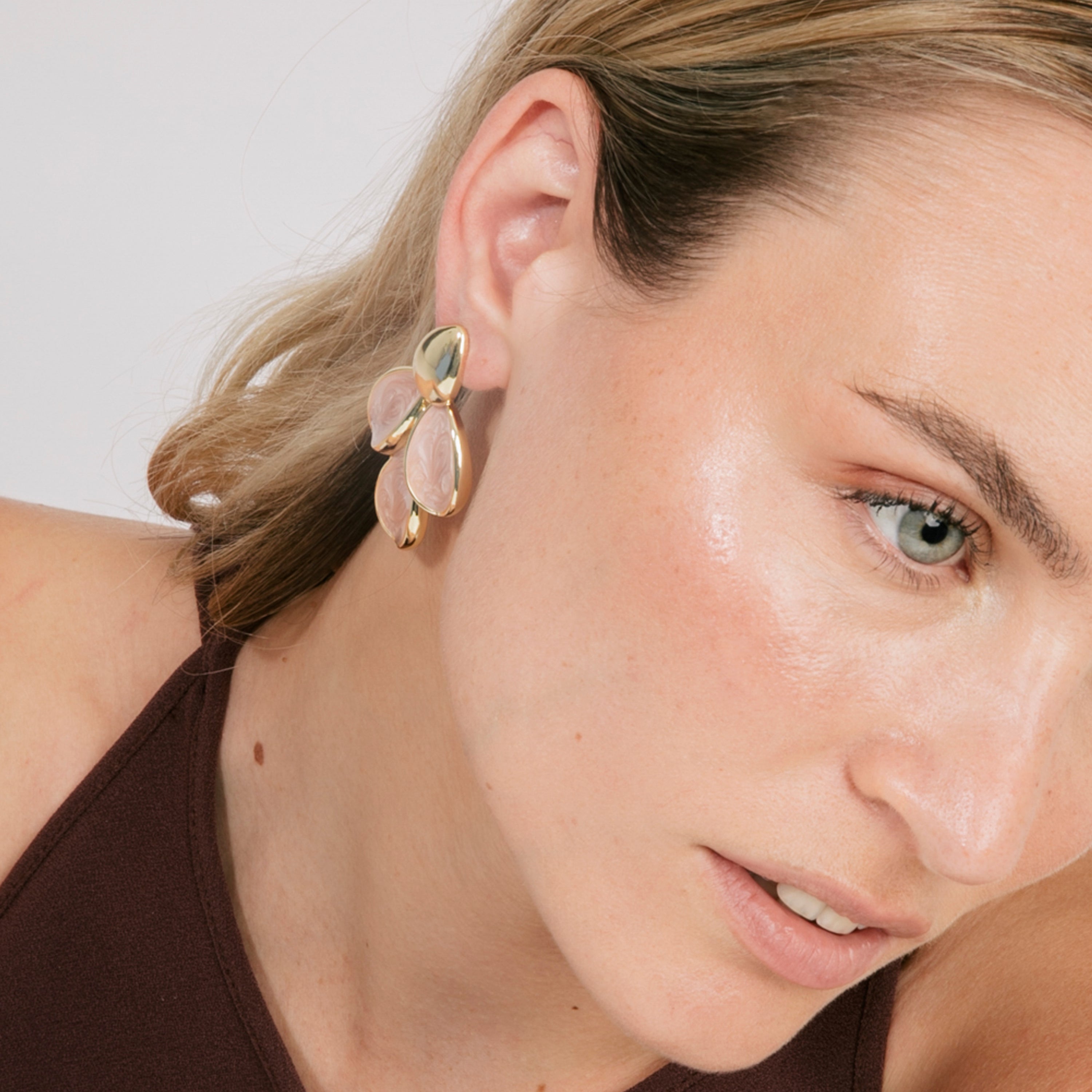 Pendientes de Lacado Rosa acabado en oro amarillo 18k - Pasba