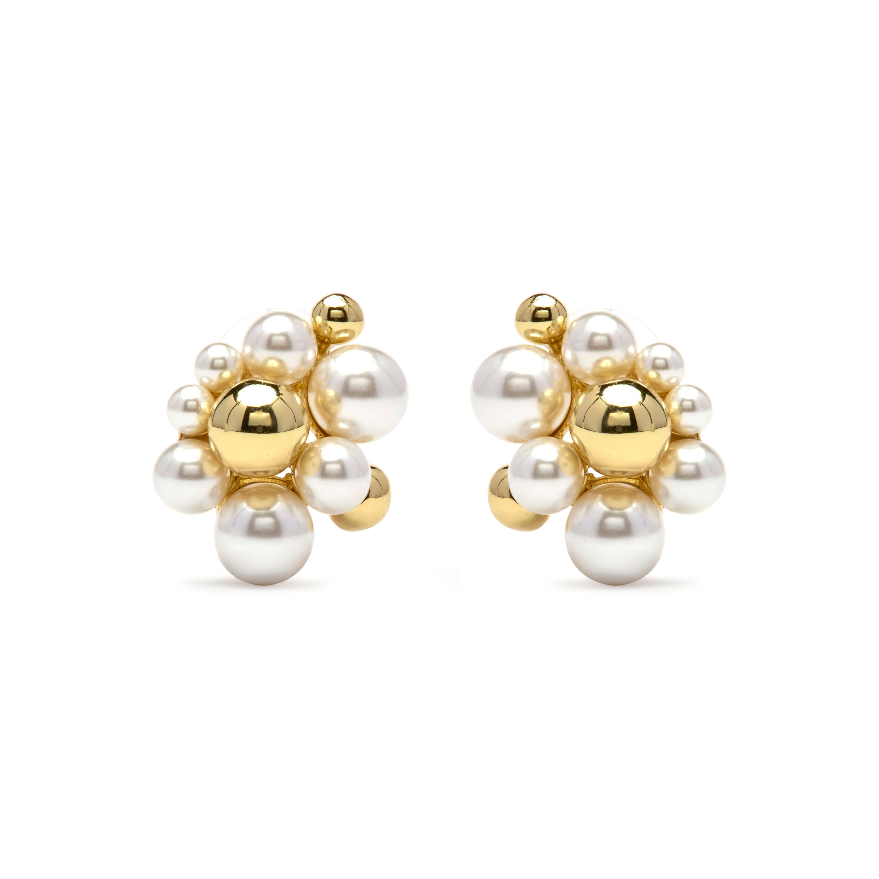 Orecchini con perla bianca finitura in oro giallo 18k - Jenrak