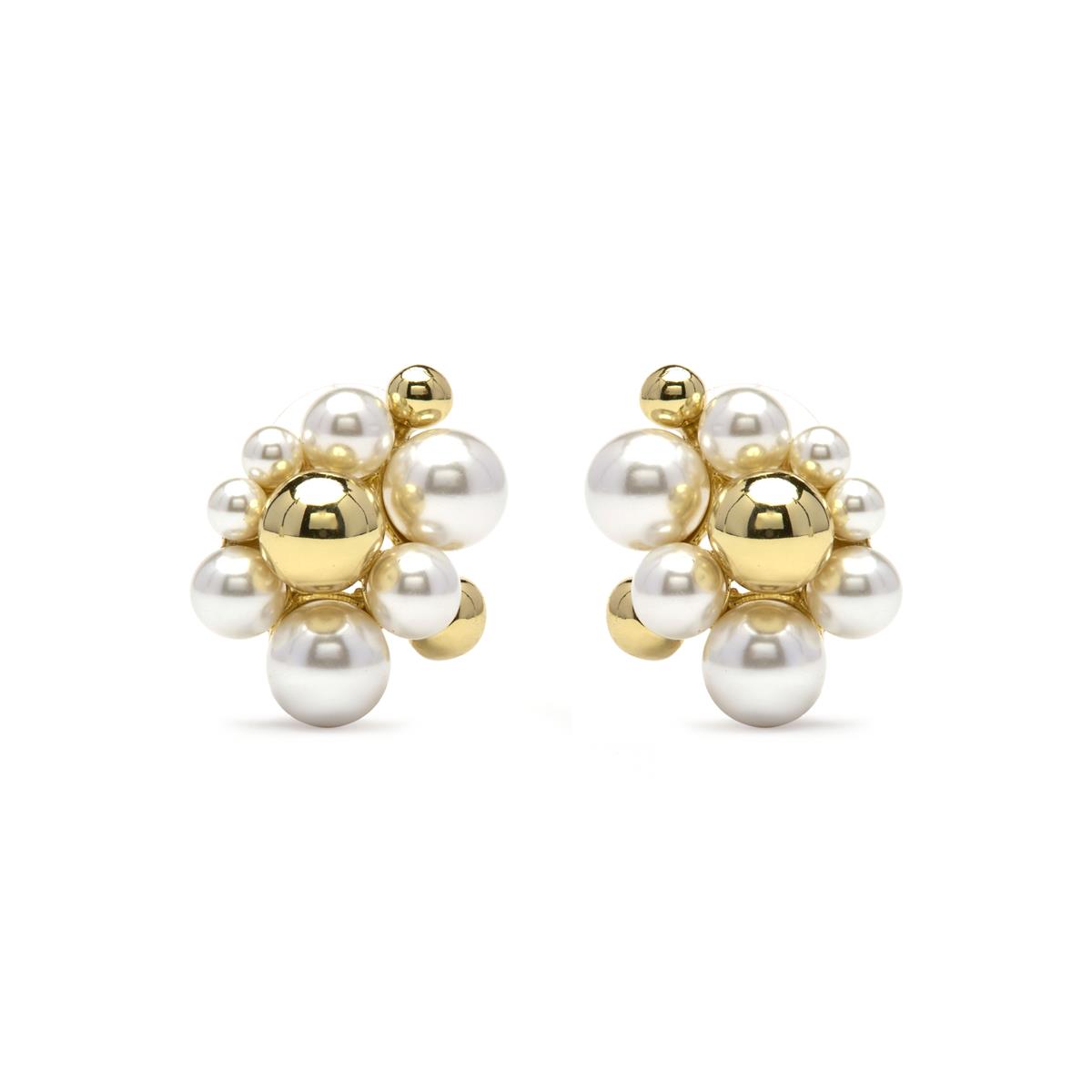 White Pearl Earrings finished in 18k yellow gold - Jenrak