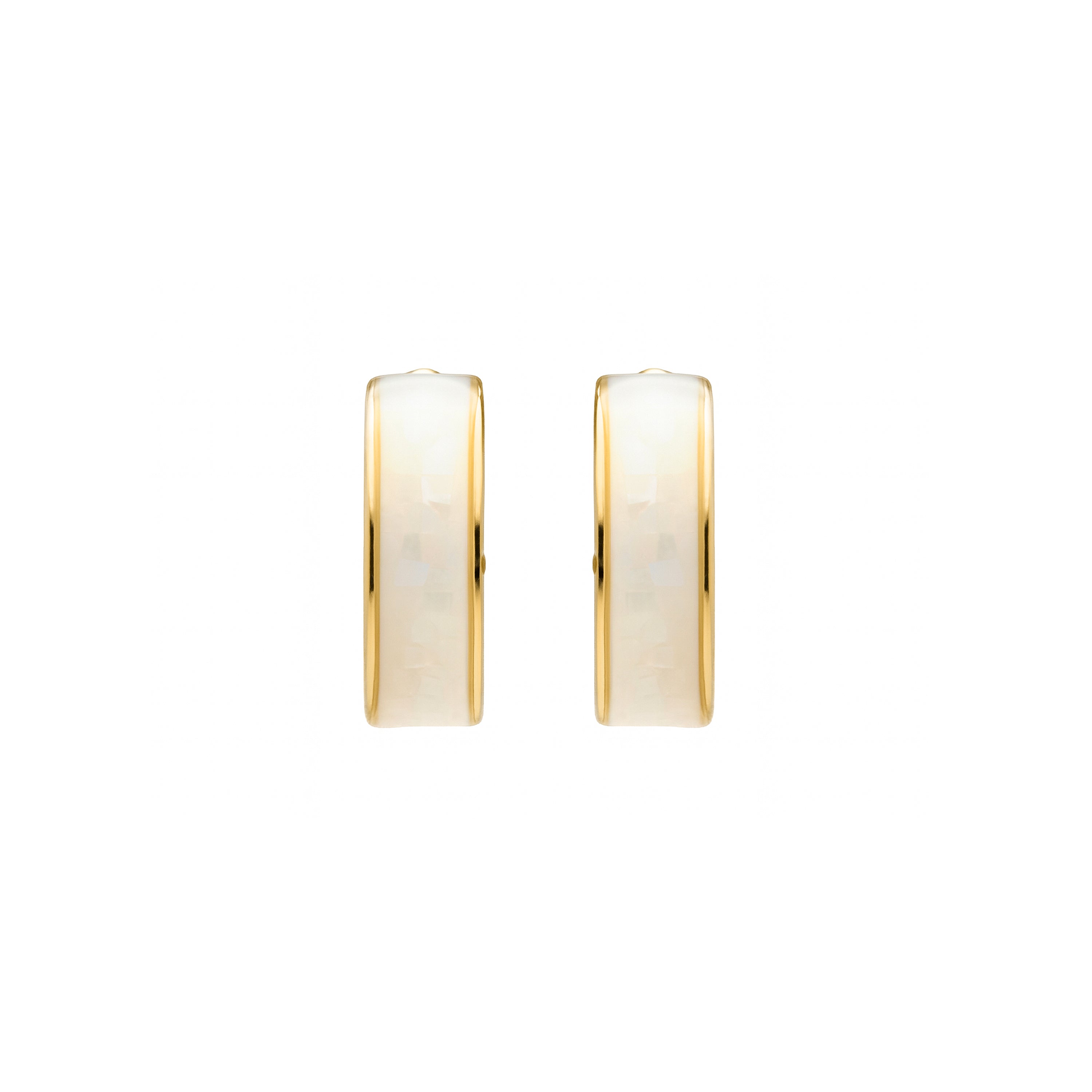 Boucles d'oreilles en nacre blanche finition or jaune 18k - Simo