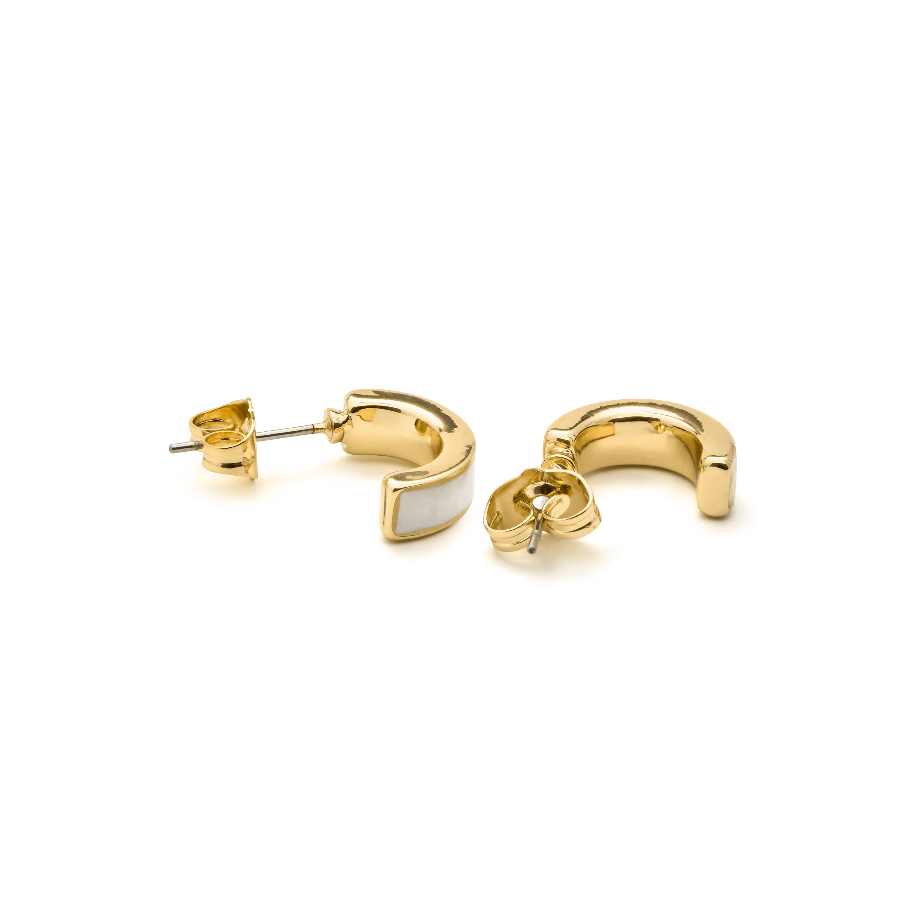 Boucles d'oreilles en nacre blanche finition or jaune 18k - Simo