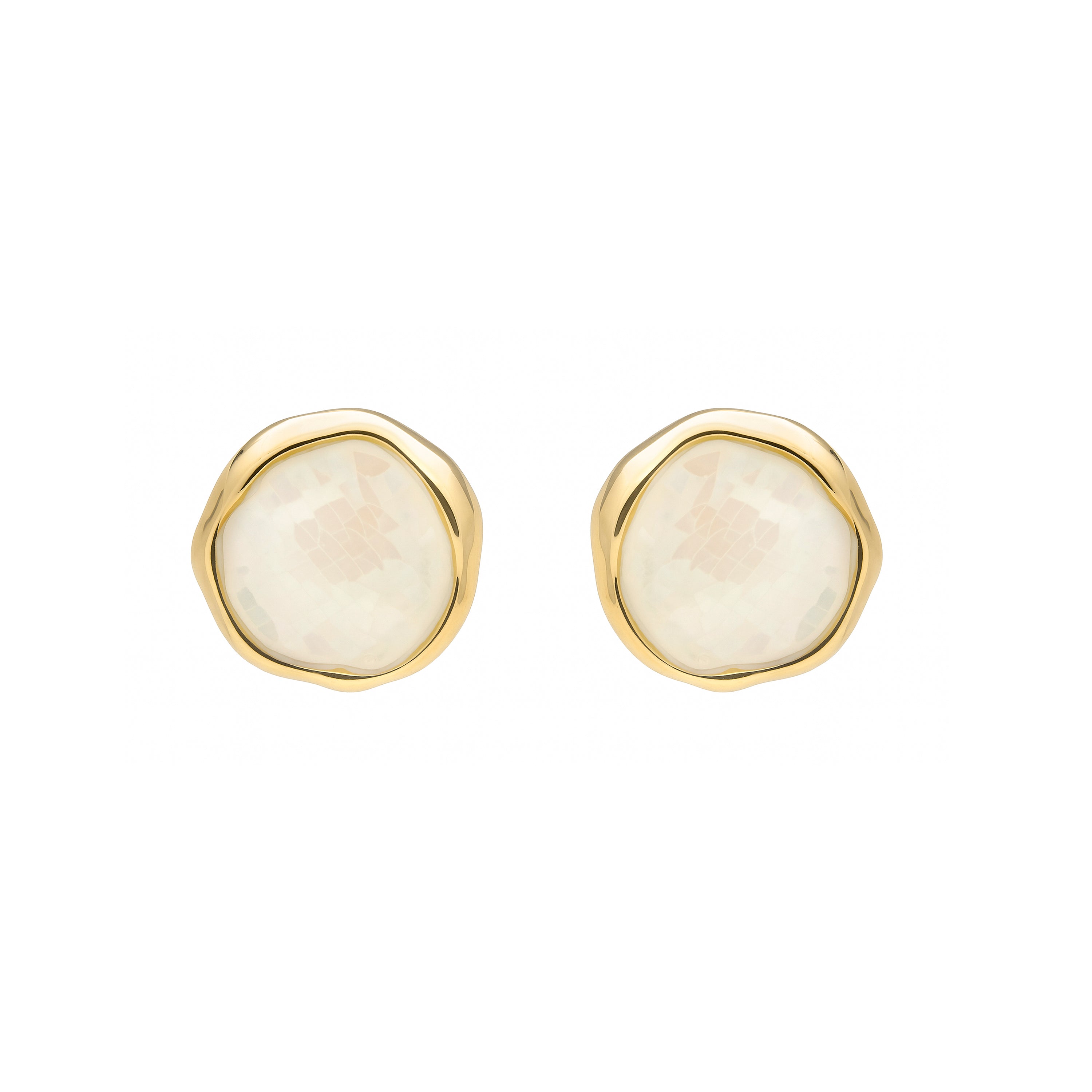 Weißer Perlmutt-Ohrringe mit 18k Gelbgold-Finish - Angas
