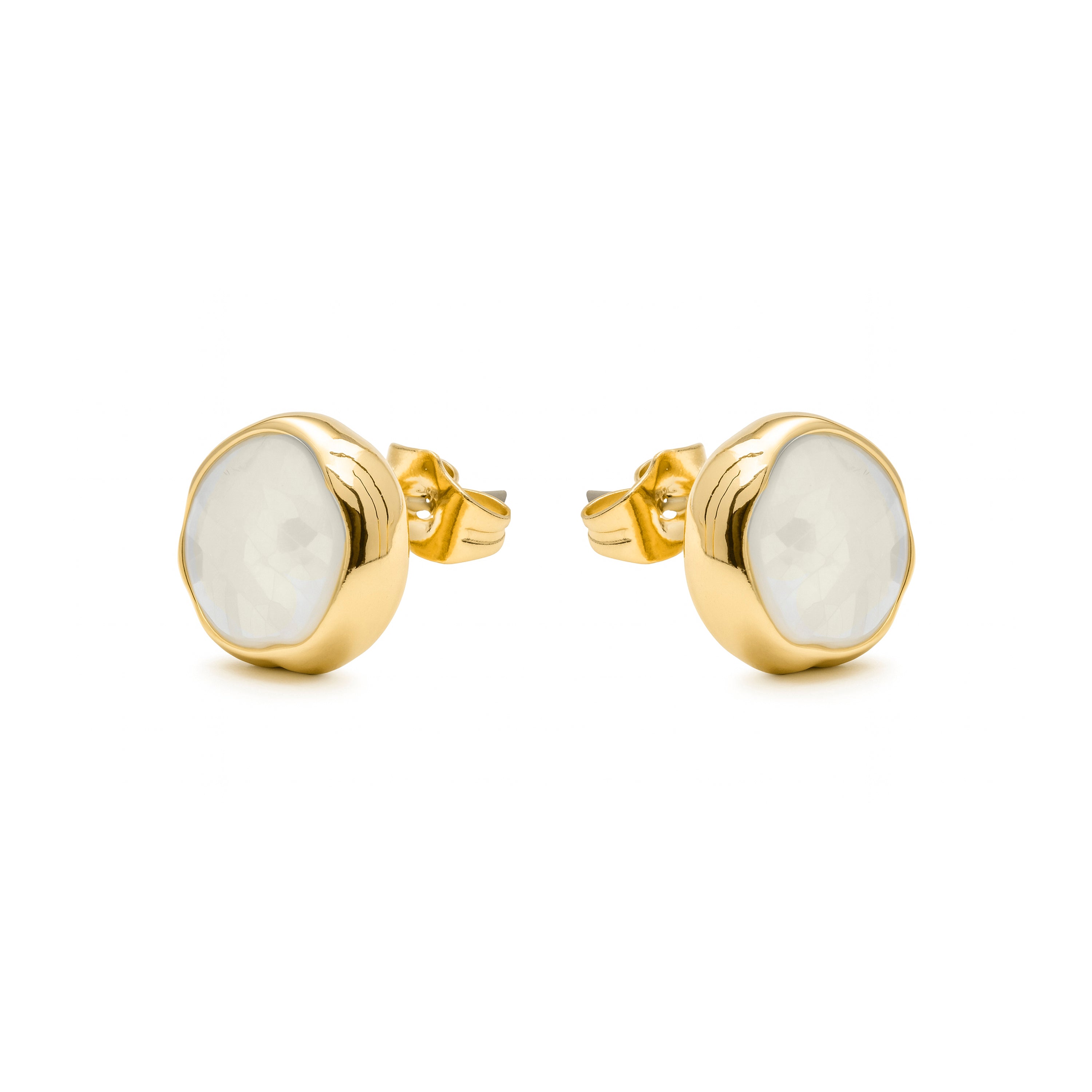 Weißer Perlmutt-Ohrringe mit 18k Gelbgold-Finish - Angas