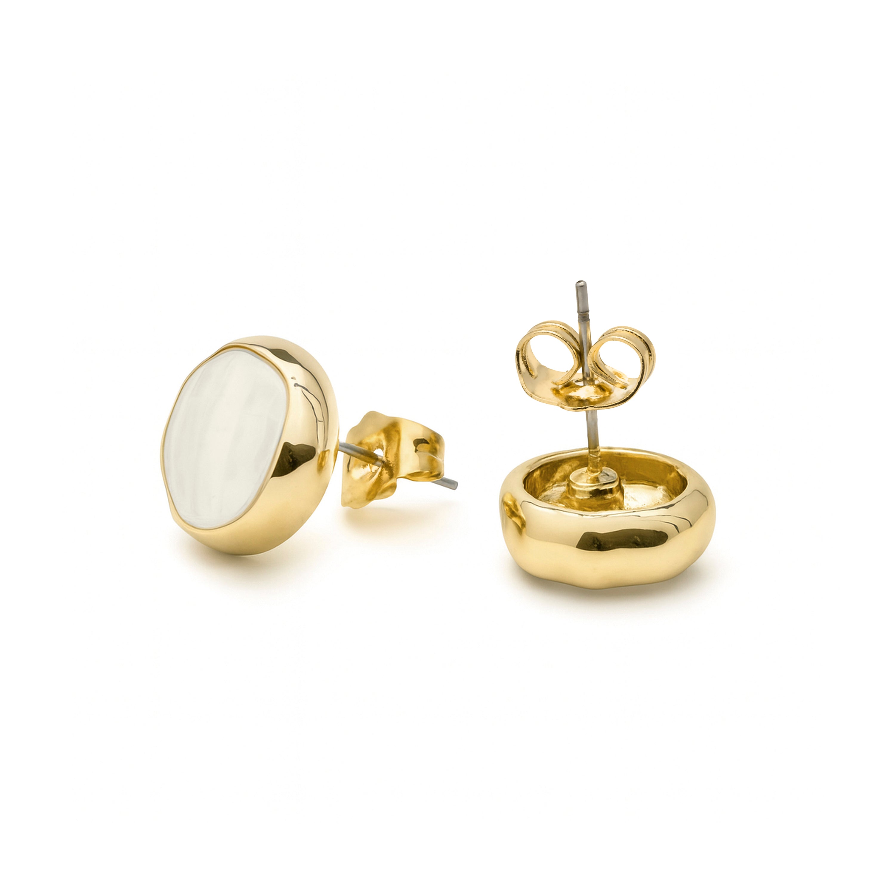 Weißer Perlmutt-Ohrringe mit 18k Gelbgold-Finish - Angas