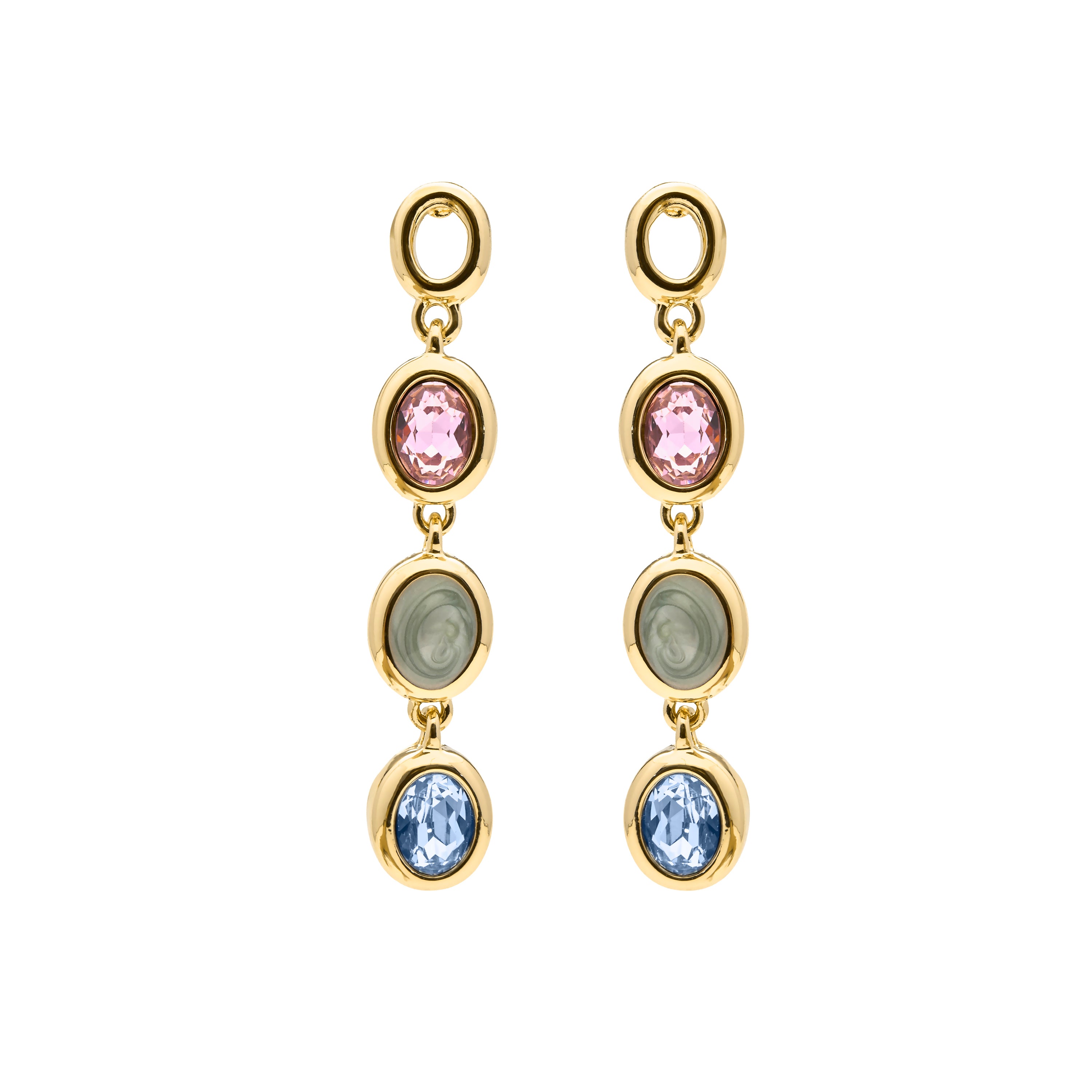 Brincos de Quartzo Hidrotermal Multicolor com acabamento em ouro amarelo 18k - Asbi