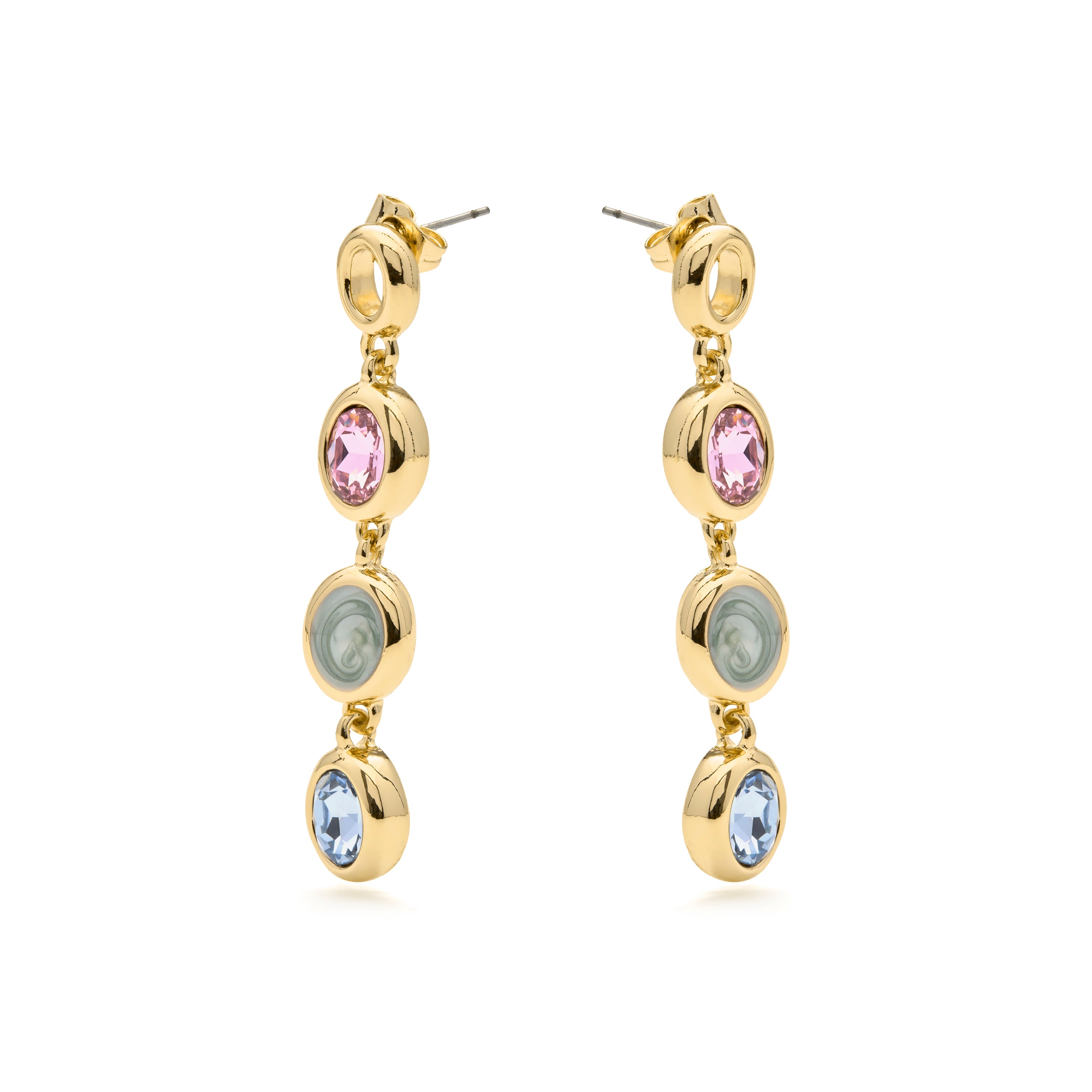 Brincos de Quartzo Hidrotermal Multicolor com acabamento em ouro amarelo 18k - Asbi