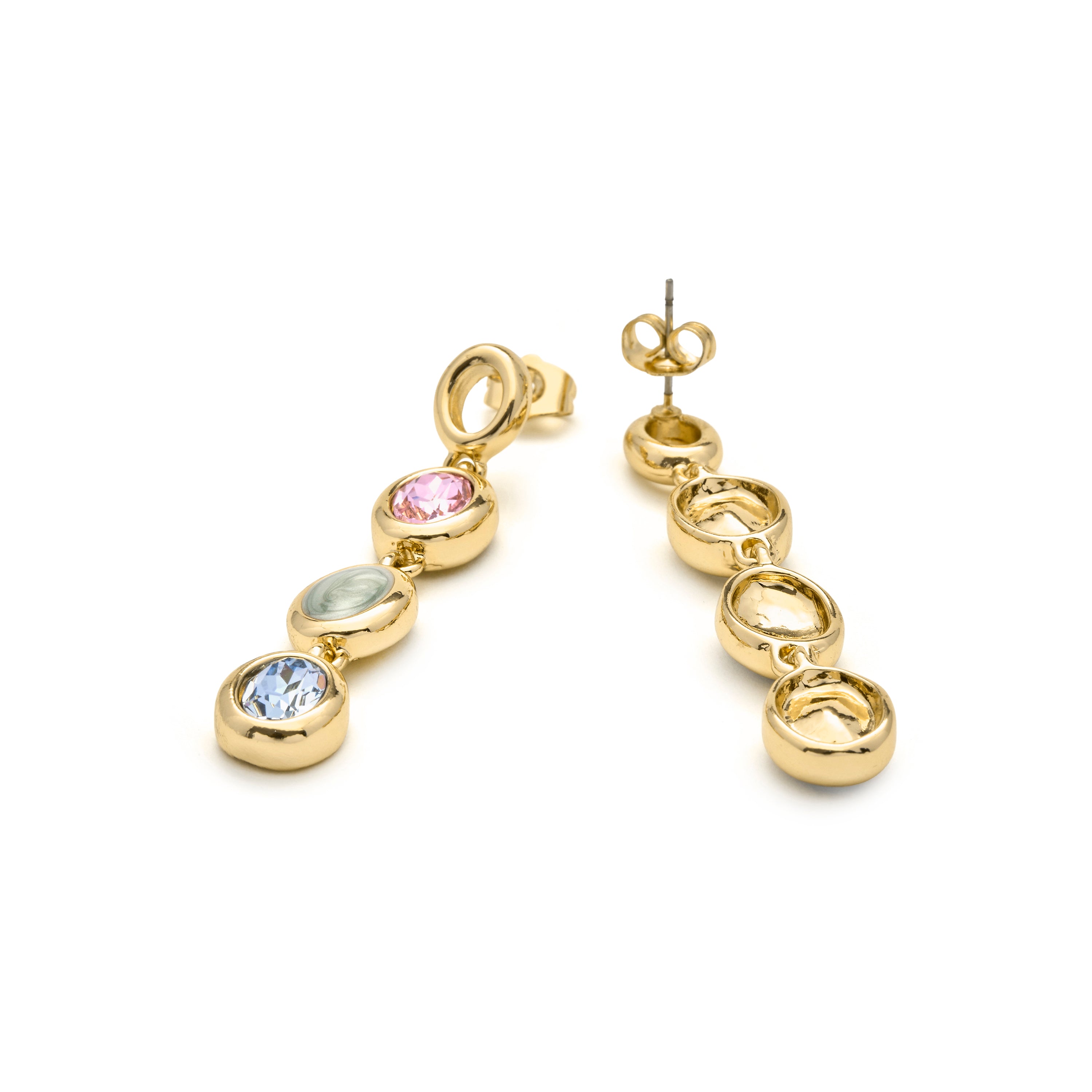 Brincos de Quartzo Hidrotermal Multicolor com acabamento em ouro amarelo 18k - Asbi