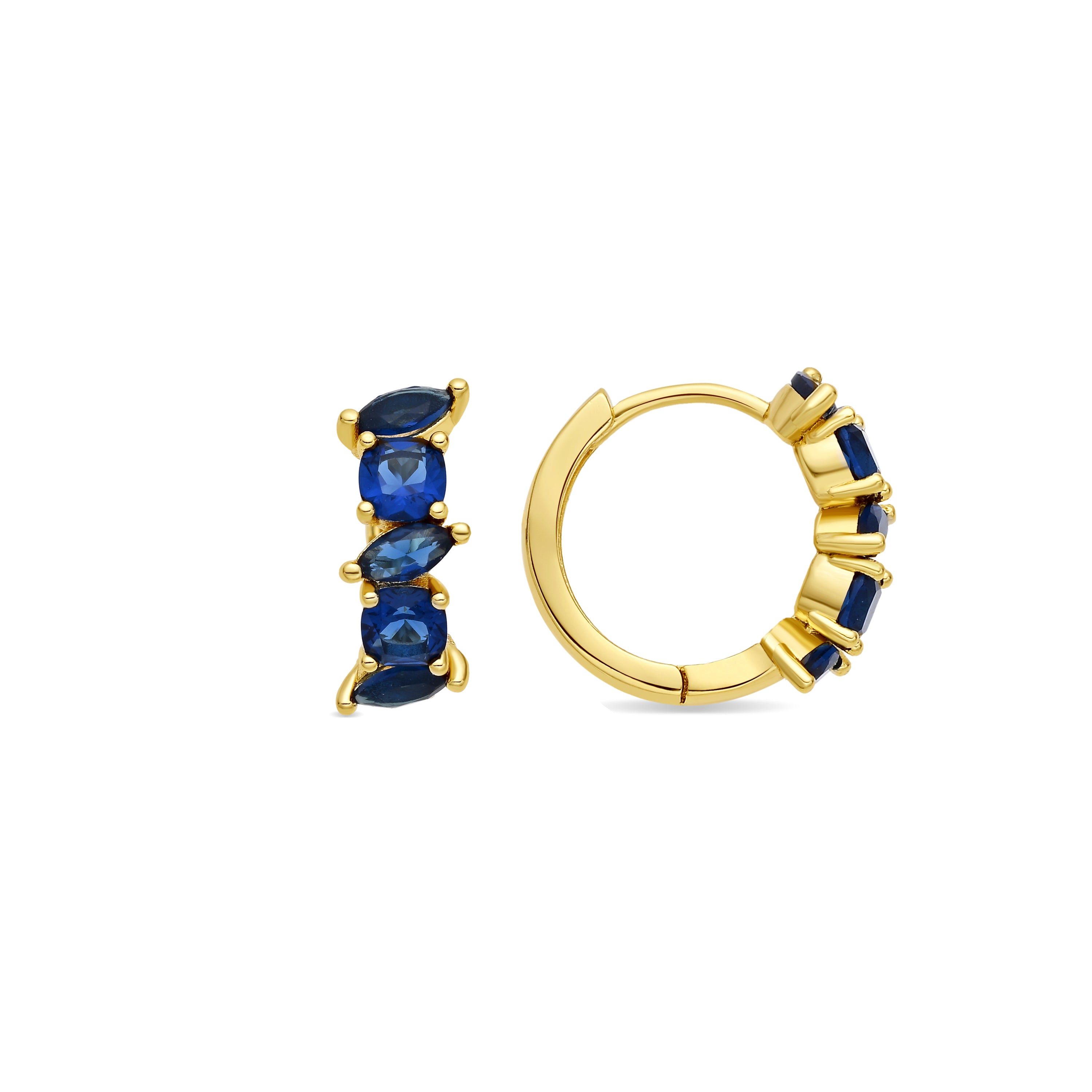 Pendientes de Circonita Zafiro acabado en oro amarillo de 18k - Arose