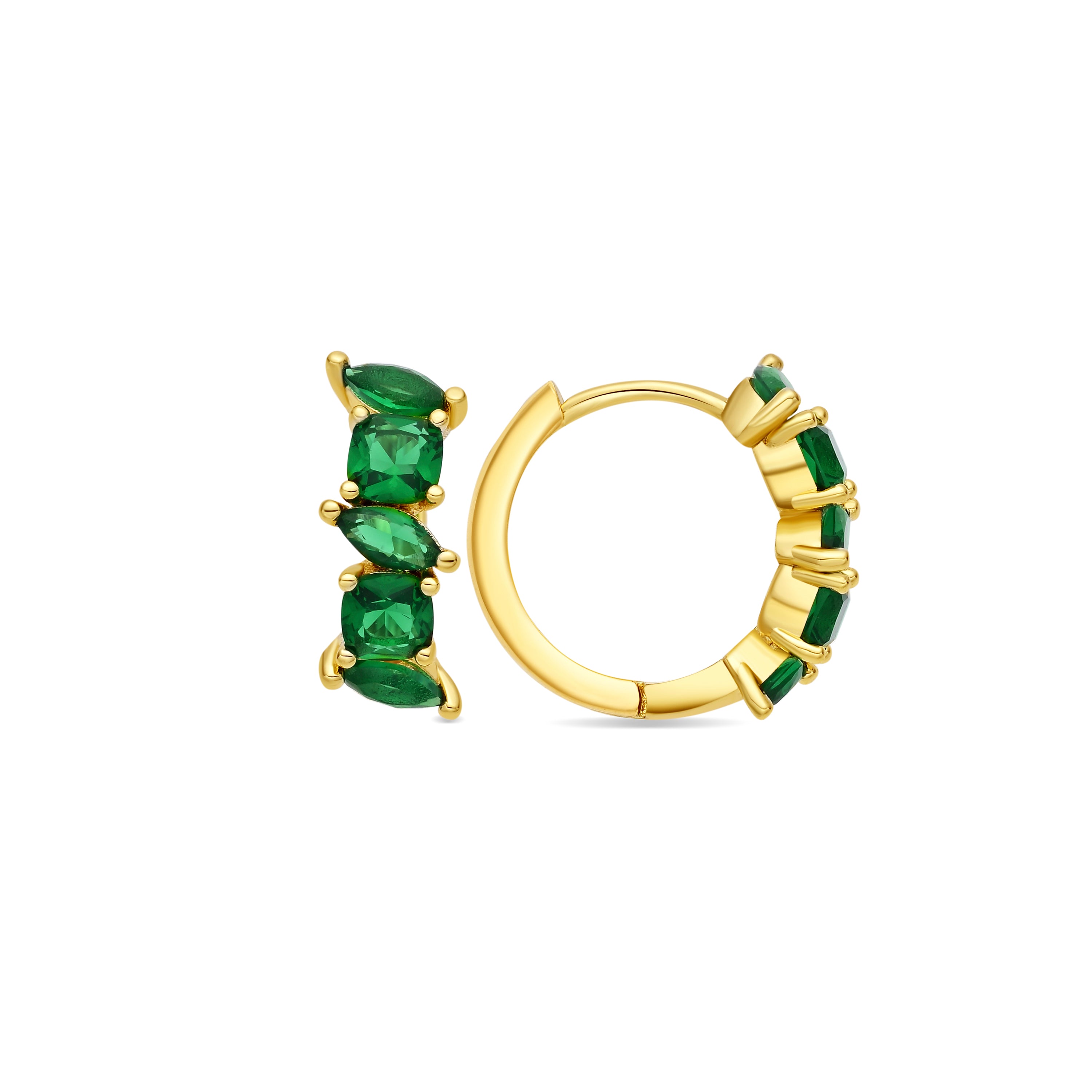 Pendientes de Circonita Esmeralda acabado en oro amarillo de 18k - Arose