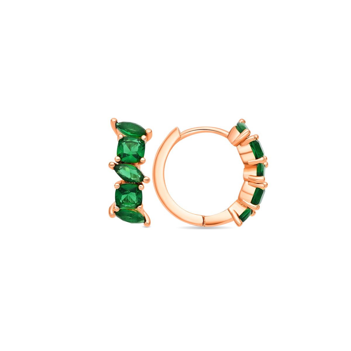 Emerald Cubic Zirconia Earrings with 18k Yellow Gold Finish - Arose