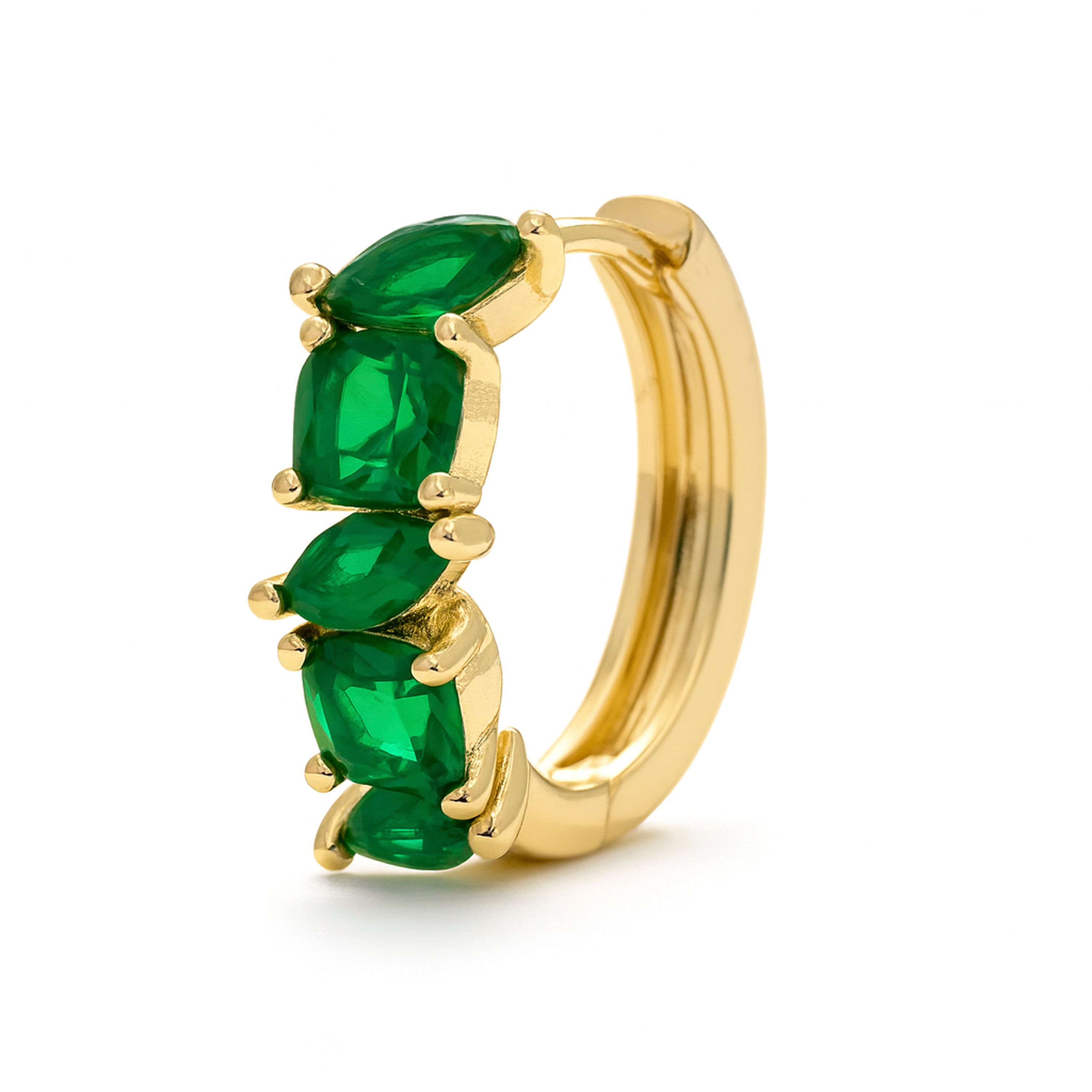 Boucles d'oreilles en zirconium émeraude finition or jaune 18k - Arose