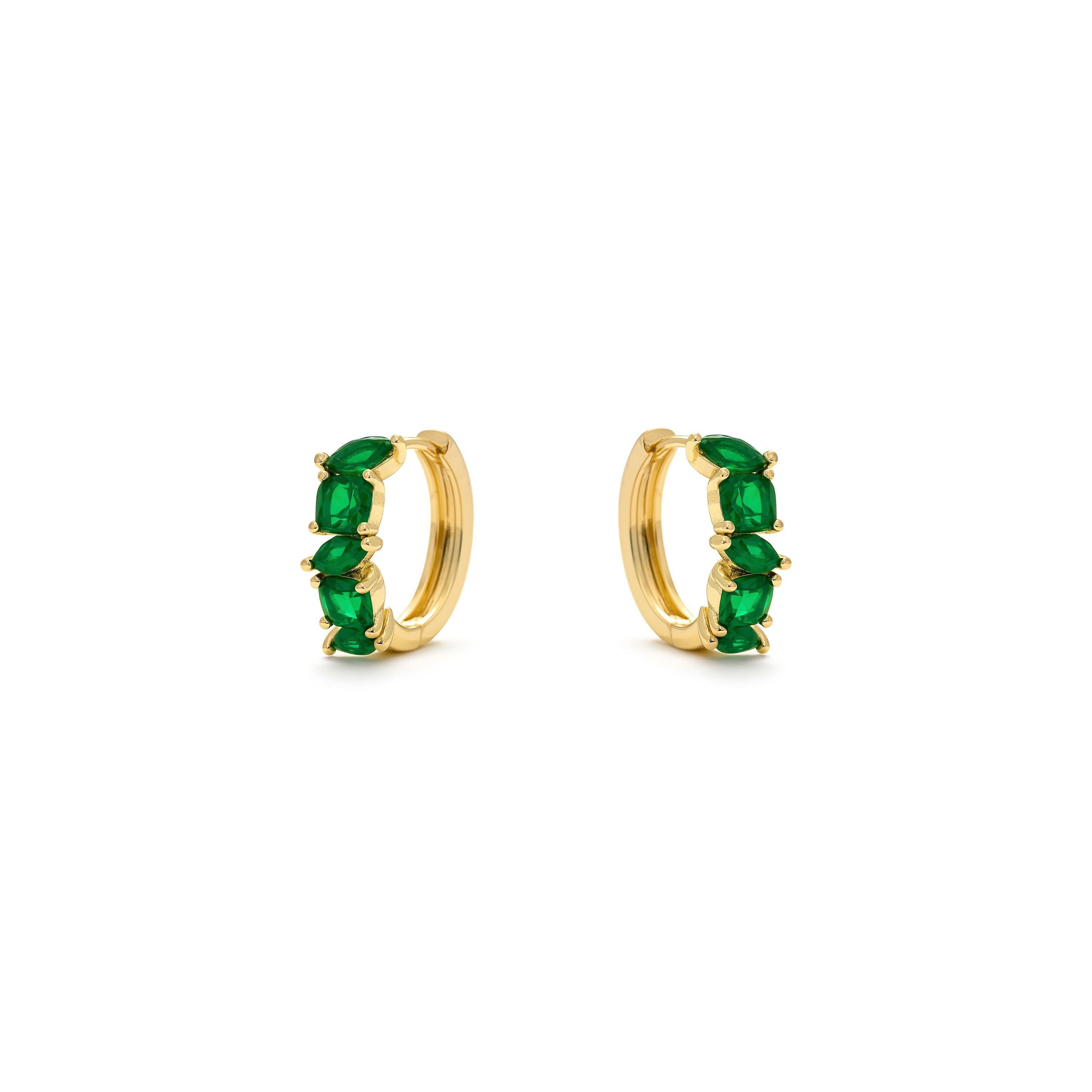 Boucles d'oreilles en zirconium émeraude finition or jaune 18k - Arose