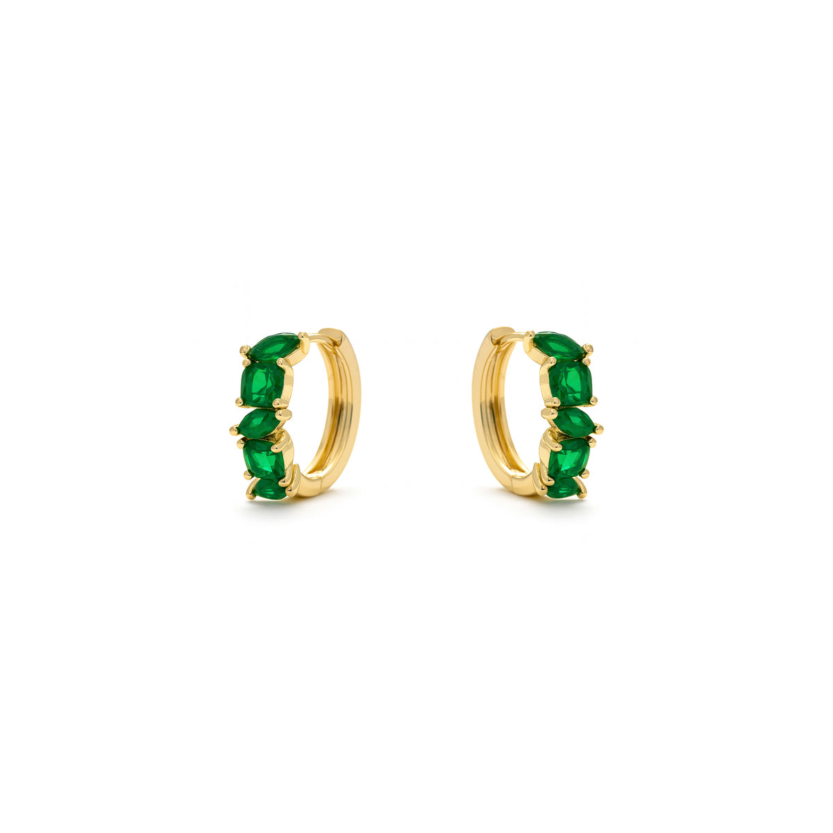 Emerald Cubic Zirconia Earrings with 18k Yellow Gold Finish - Arose