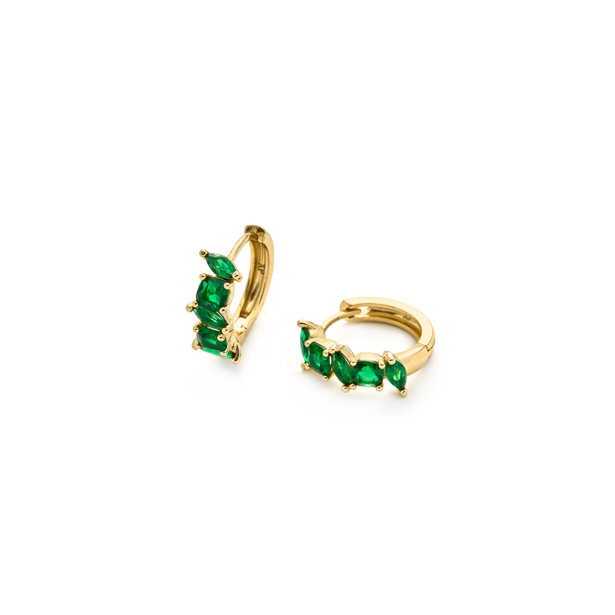 Emerald Cubic Zirconia Earrings with 18k Yellow Gold Finish - Arose
