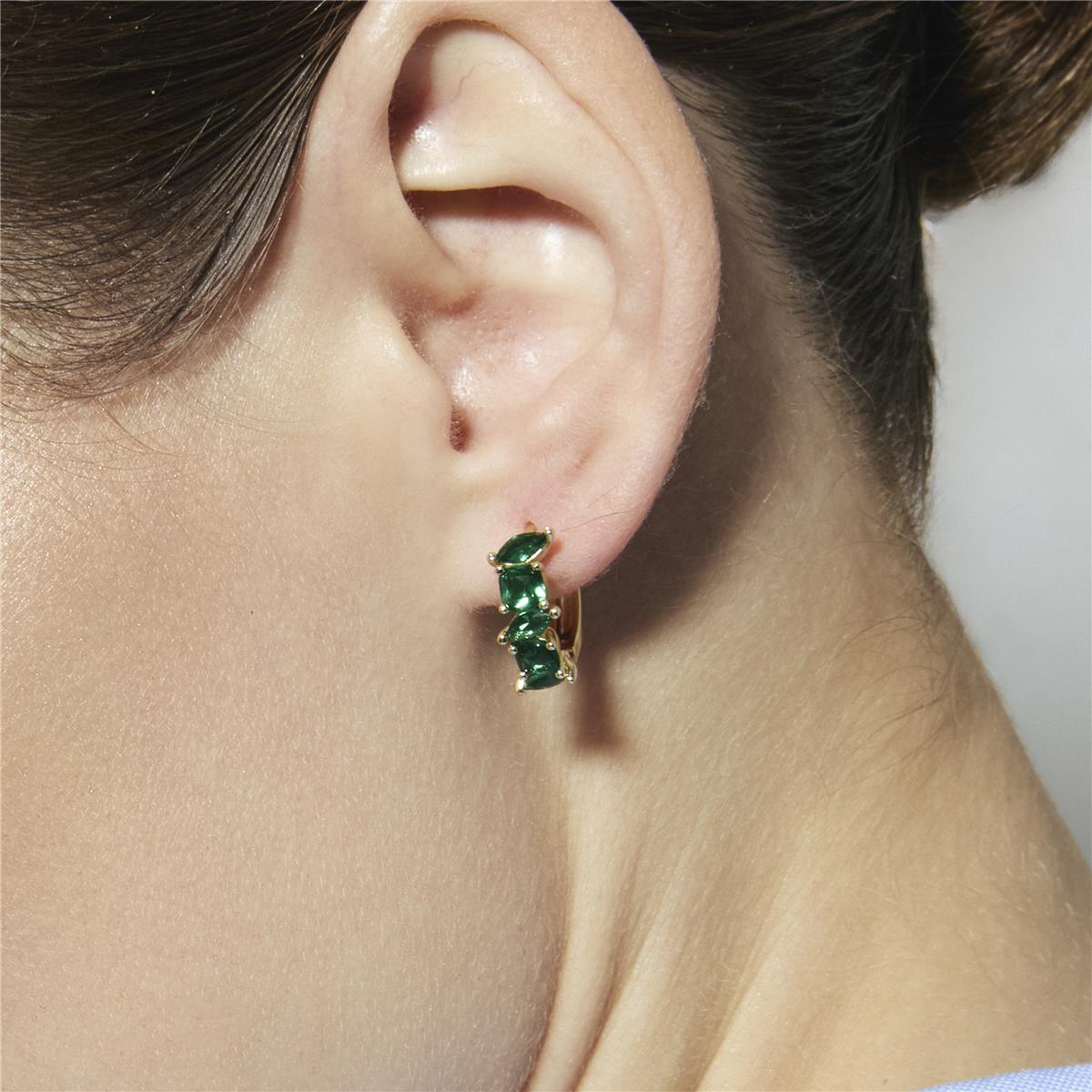 Emerald Cubic Zirconia Earrings with 18k Yellow Gold Finish - Arose