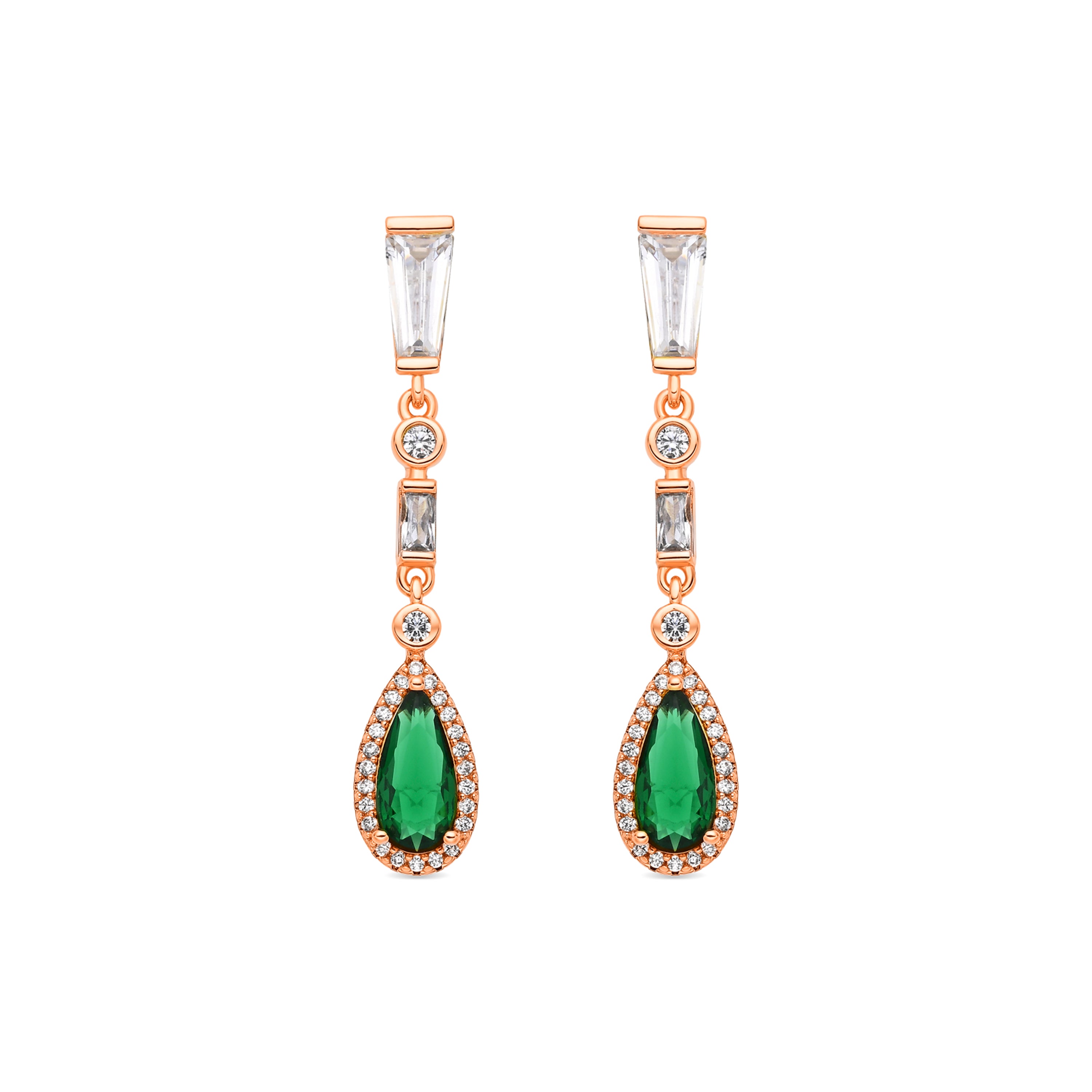 Pendientes de Circonita Esmeralda acabado en oro amarillo de 18k - Orzus