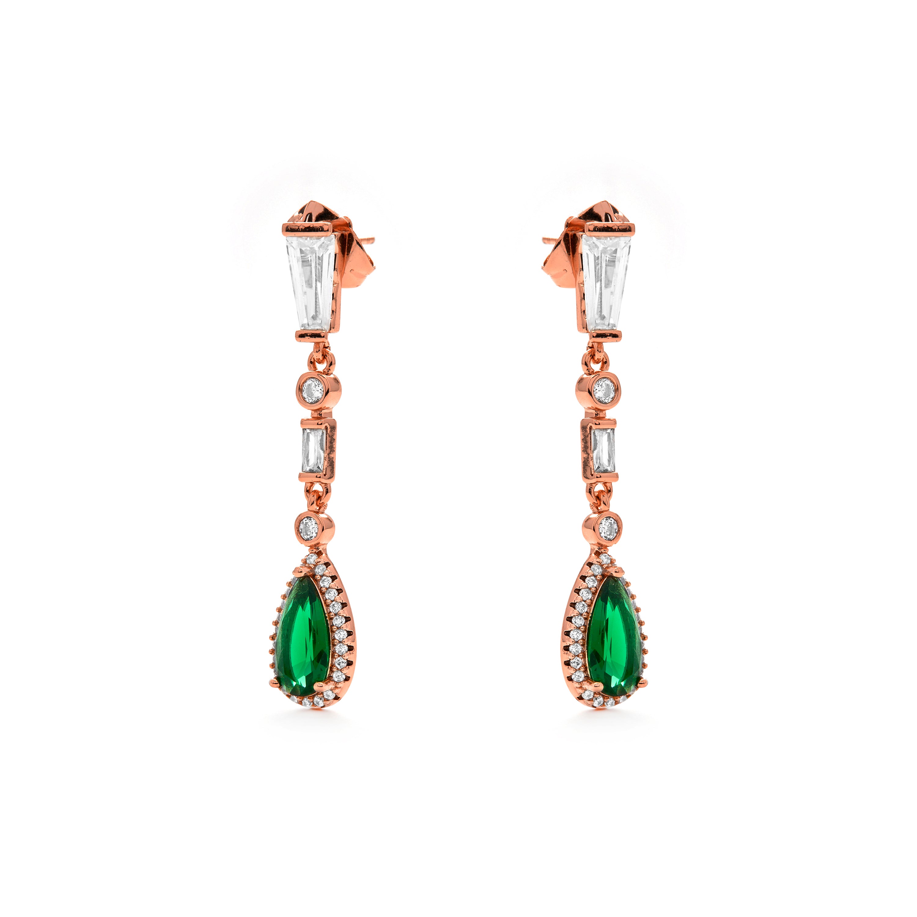Pendientes de Circonita Esmeralda acabado en oro amarillo de 18k - Orzus