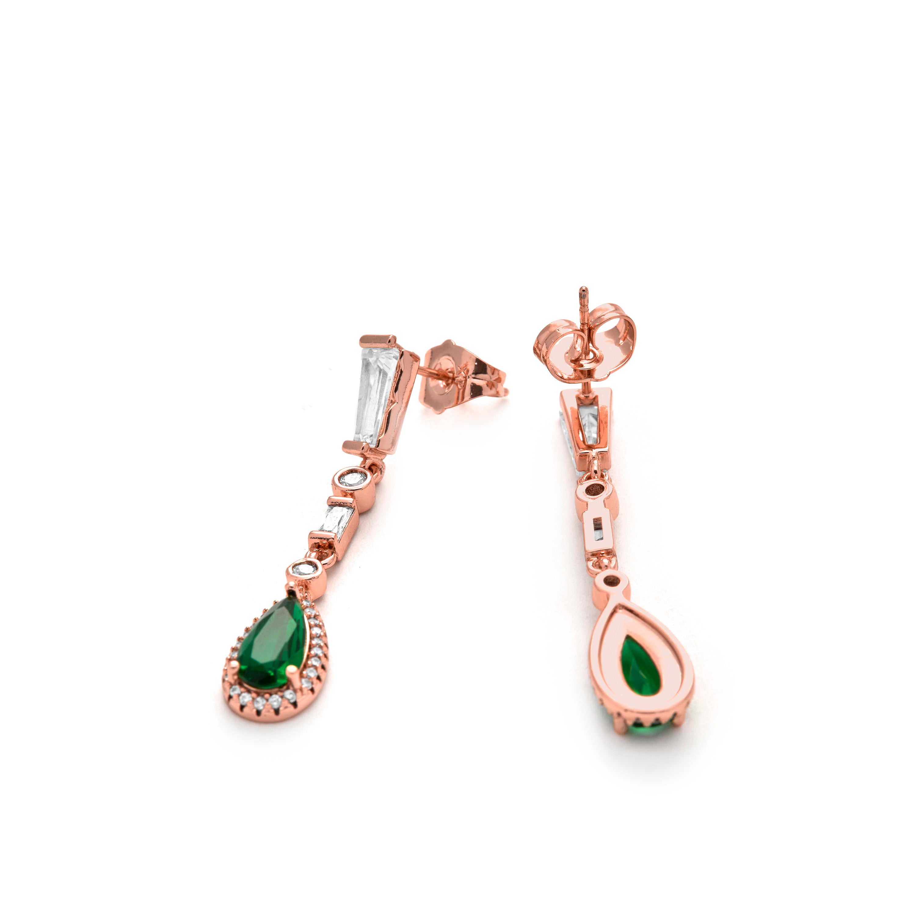 Pendientes de Circonita Esmeralda acabado en oro amarillo de 18k - Orzus