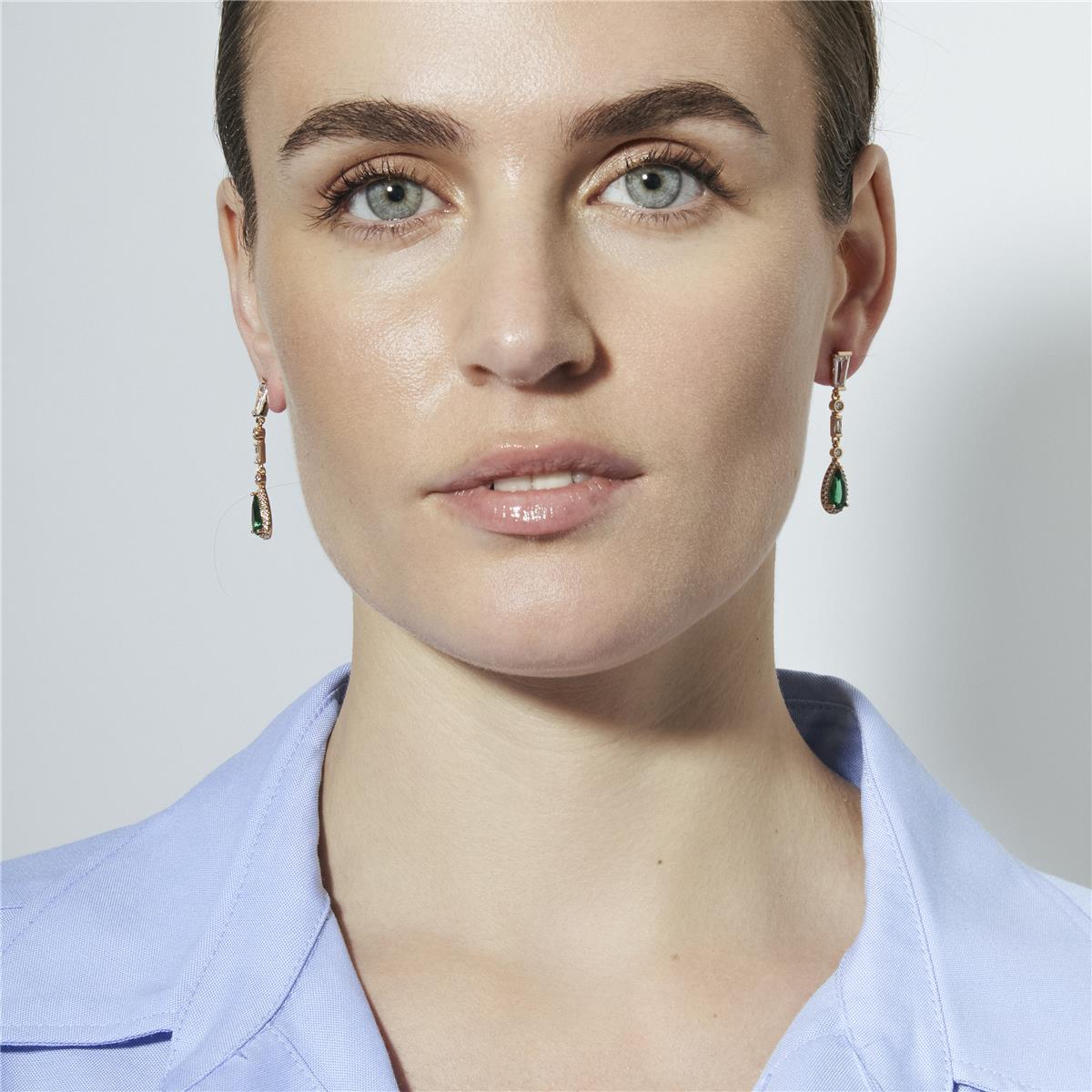 Pendientes de Circonita Esmeralda acabado en oro amarillo de 18k - Orzus