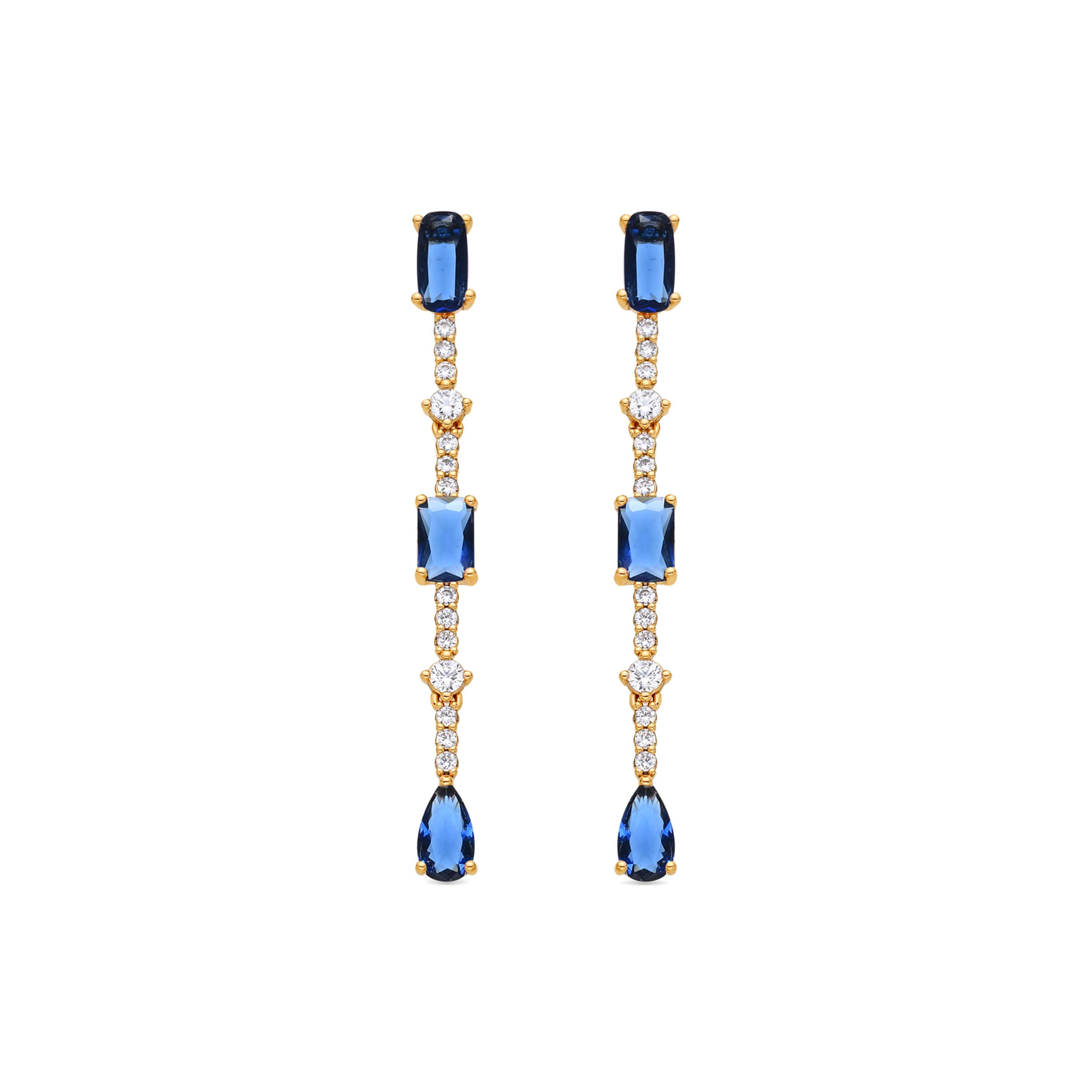 Pendientes de Circonita Zafiro acabado en oro amarillo de 18k - Ziadru