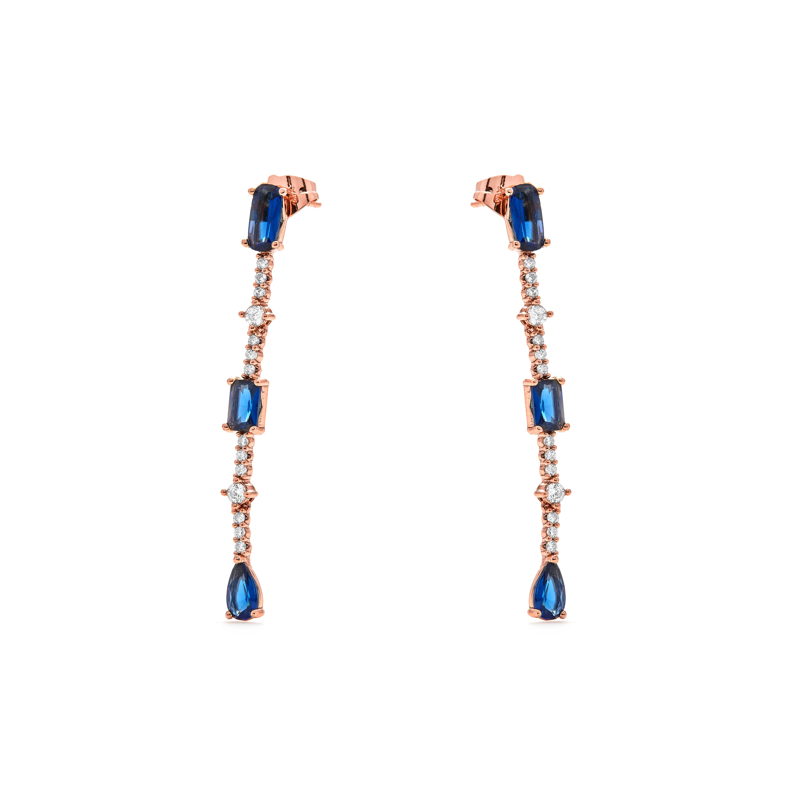 Pendientes de Circonita Zafiro acabado en oro amarillo de 18k - Ziadru