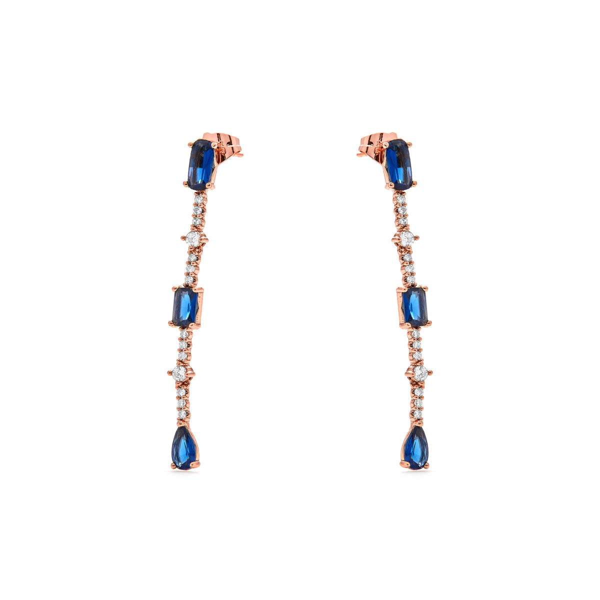 Pendientes de Circonita Zafiro acabado en oro amarillo de 18k - Ziadru