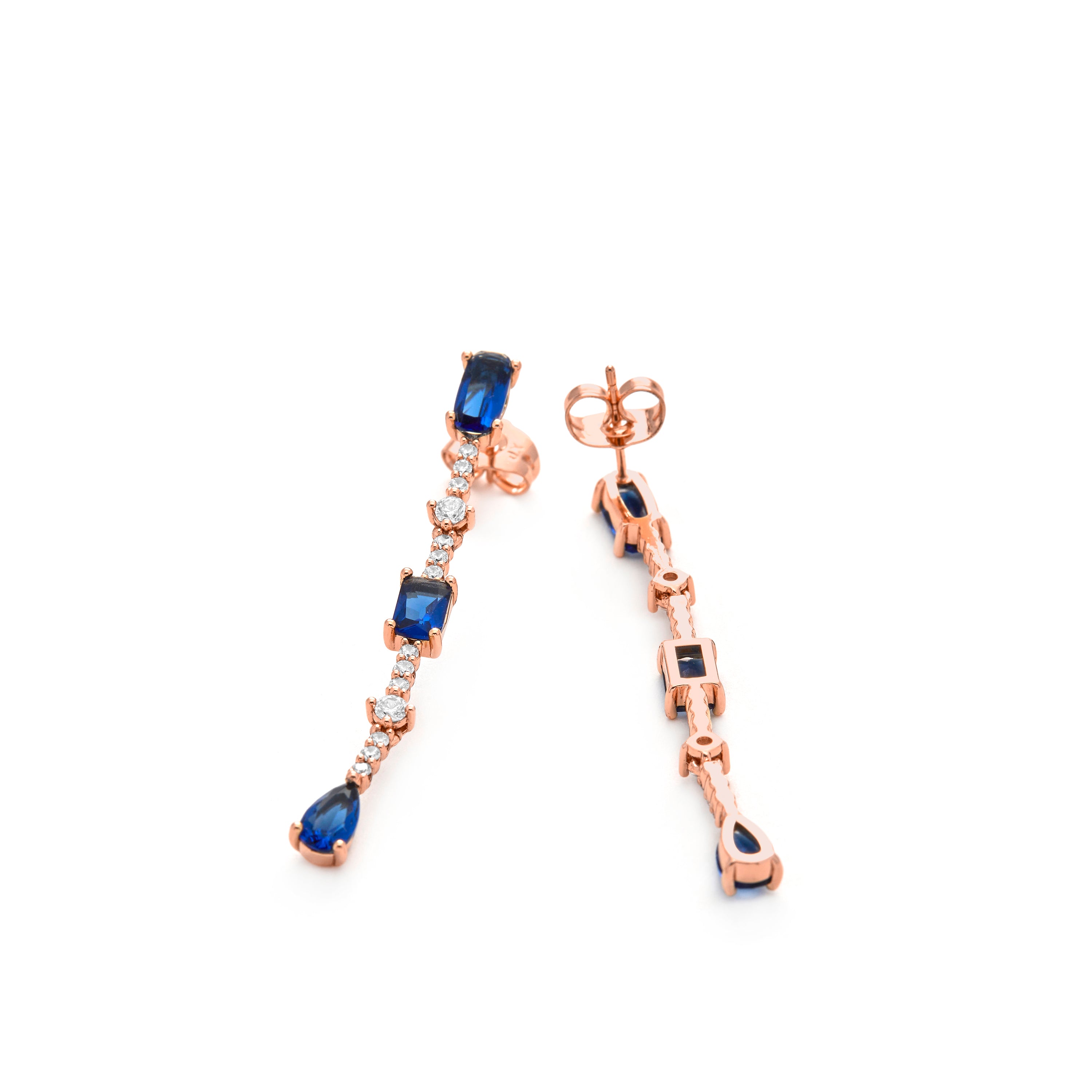 Pendientes de Circonita Zafiro acabado en oro amarillo de 18k - Ziadru