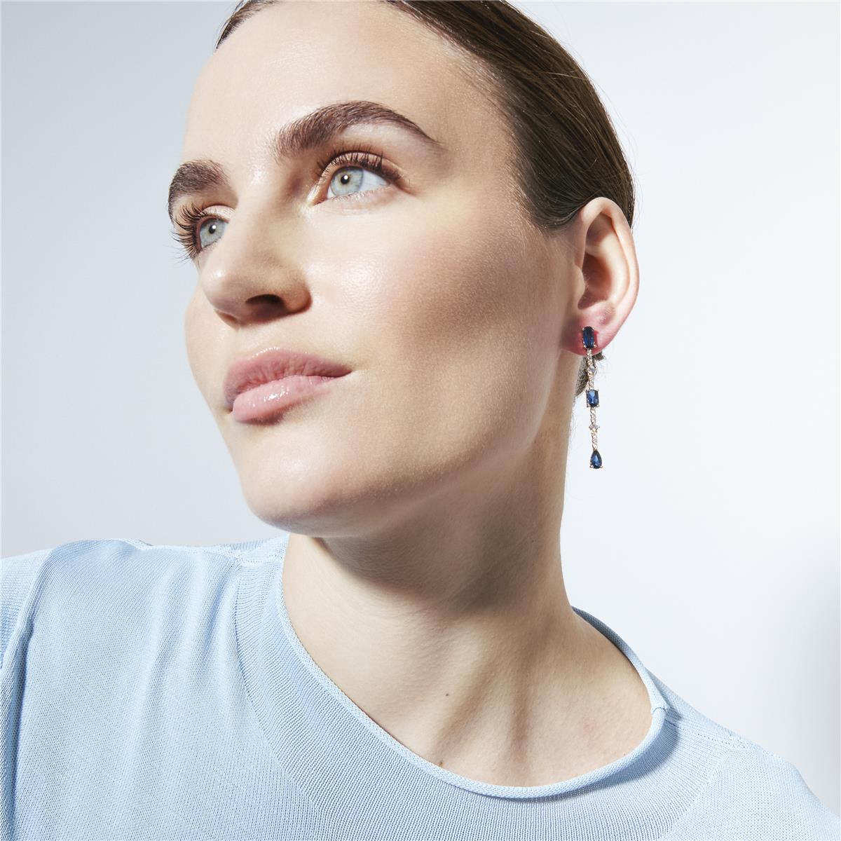 Pendientes de Circonita Zafiro acabado en oro amarillo de 18k - Ziadru