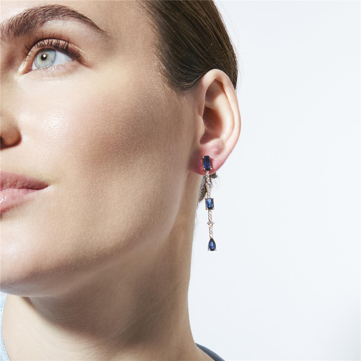 Pendientes de Circonita Zafiro acabado en oro amarillo de 18k - Ziadru