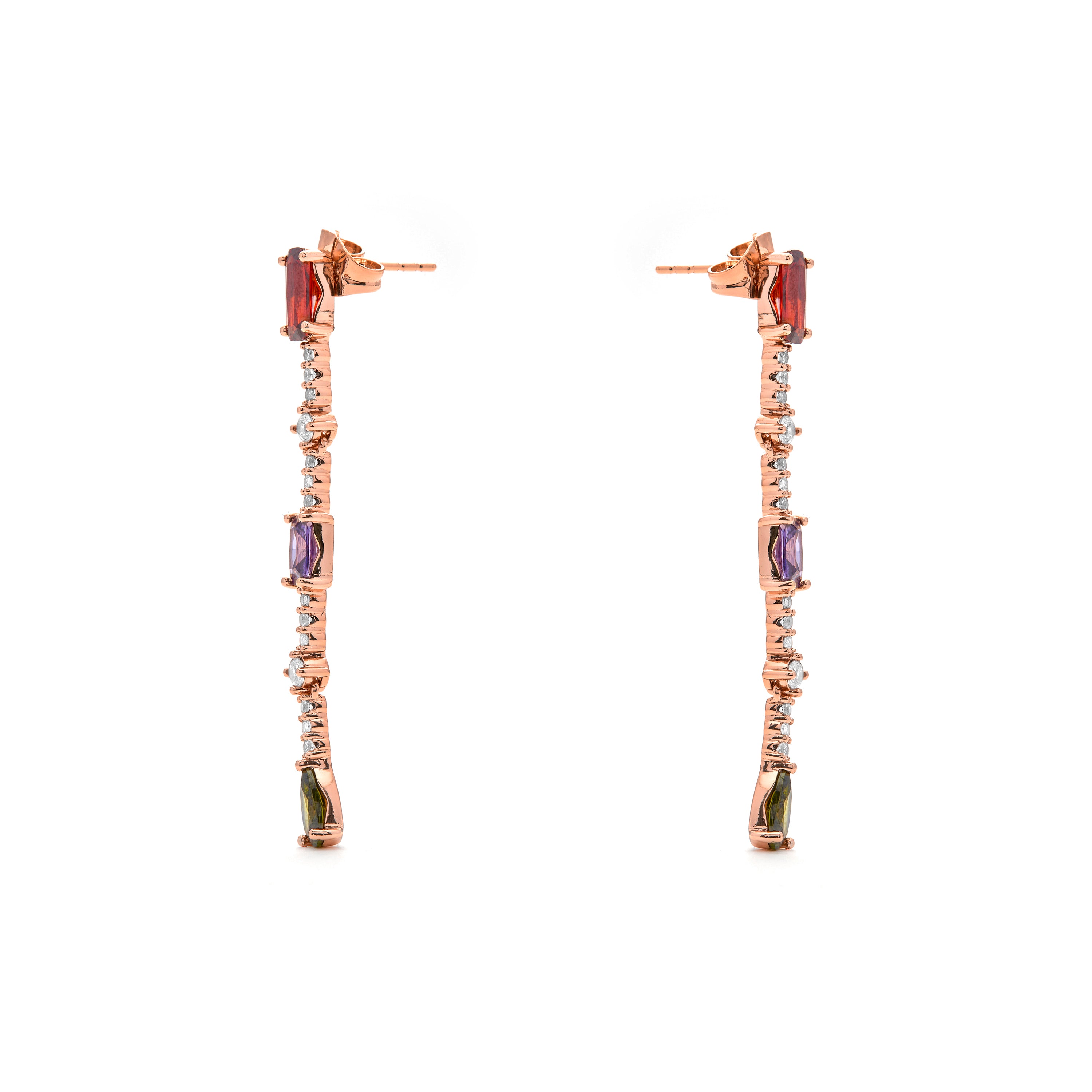 Pendientes de Circonita Multicolor acabado en oro amarillo de 18k - Ziadru