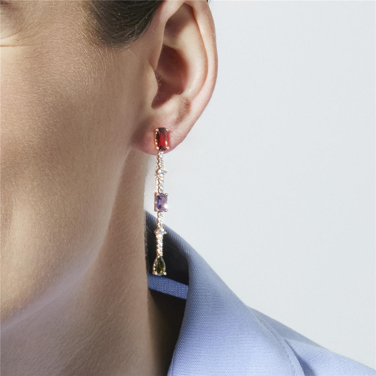 Multicolor Zirkonia Ohrringe mit 18k Gelbgold-Finish - Ziadru
