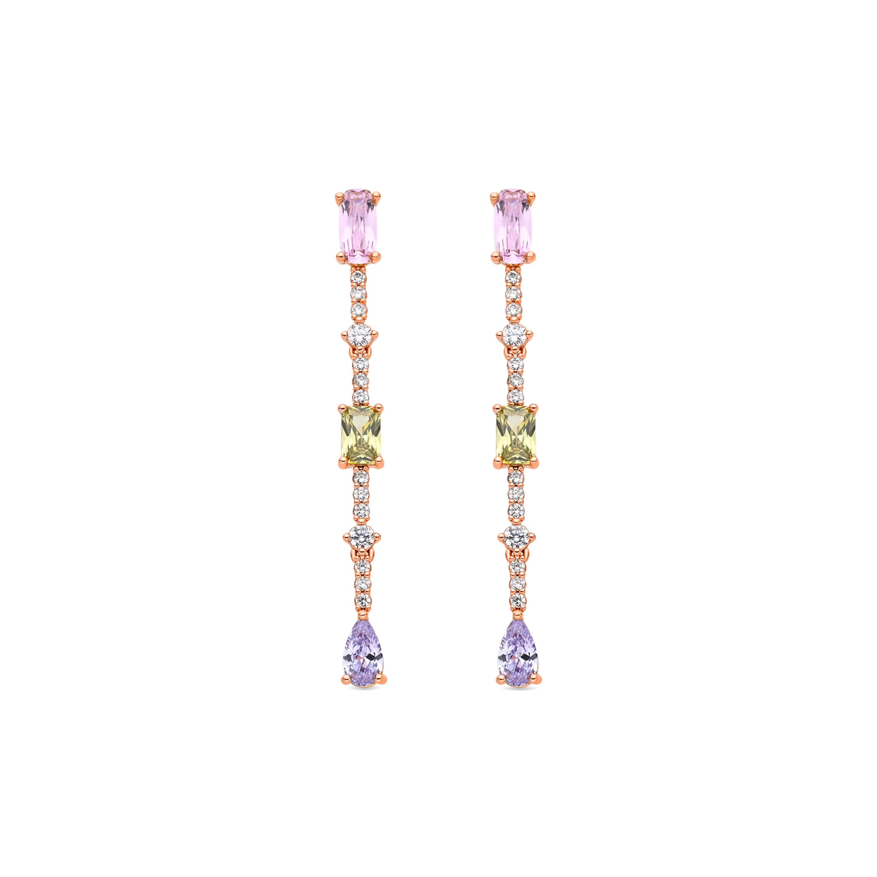 Multicolor Zirkonia Ohrringe mit 18k Gelbgold-Finish - Ziadru