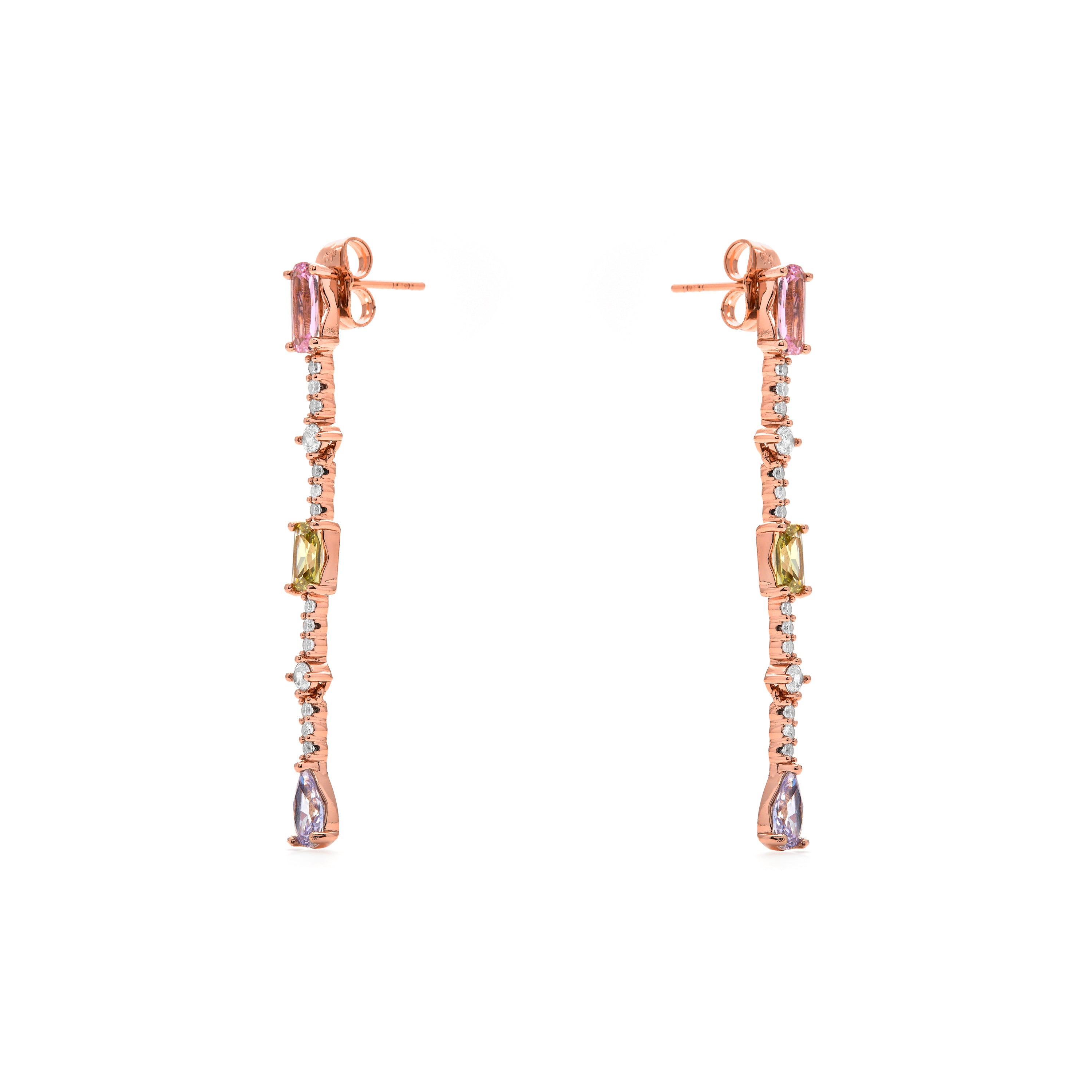 Pendientes de Circonita Multicolor acabado en oro amarillo de 18k - Ziadru
