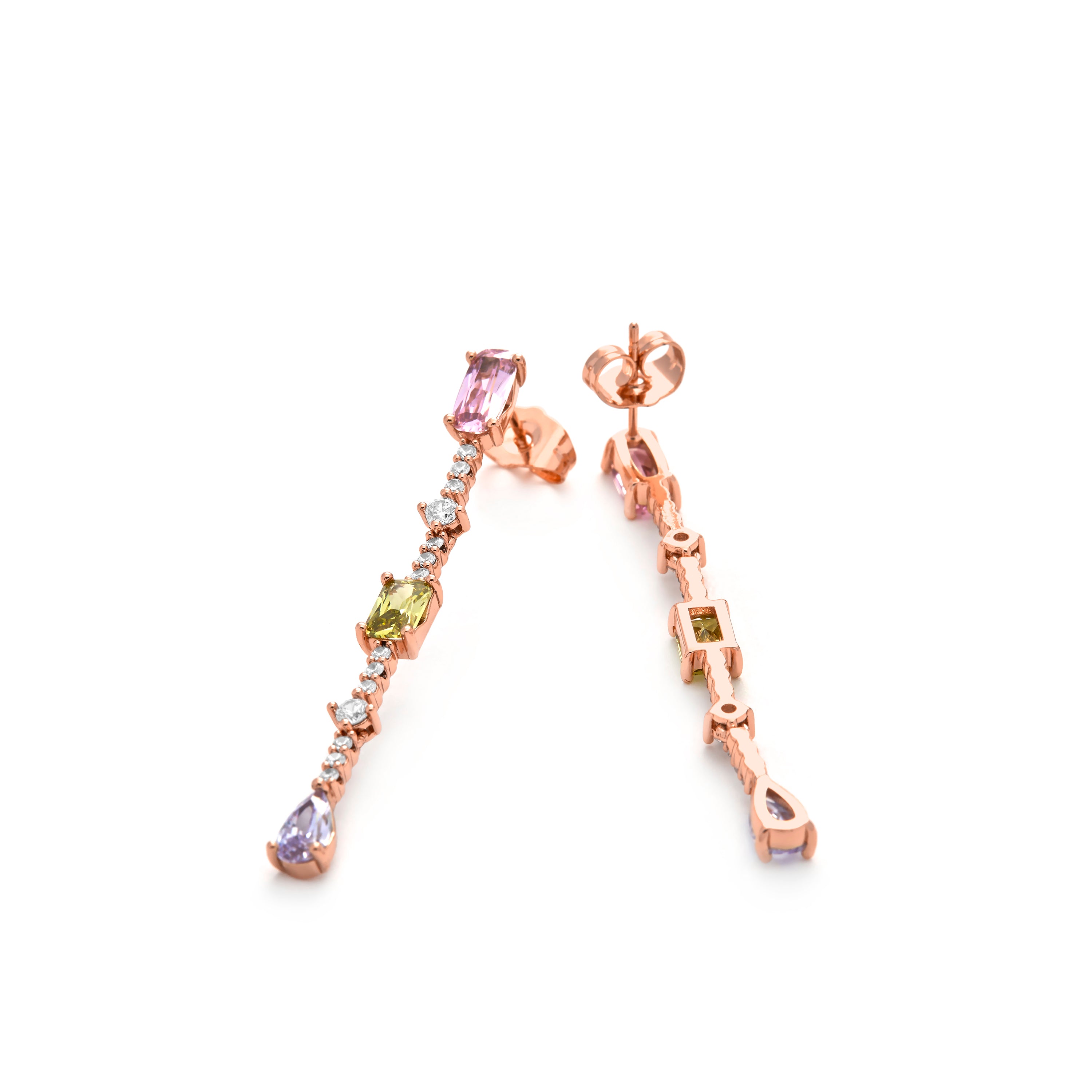 Multicolor Zirkonia Ohrringe mit 18k Gelbgold-Finish - Ziadru