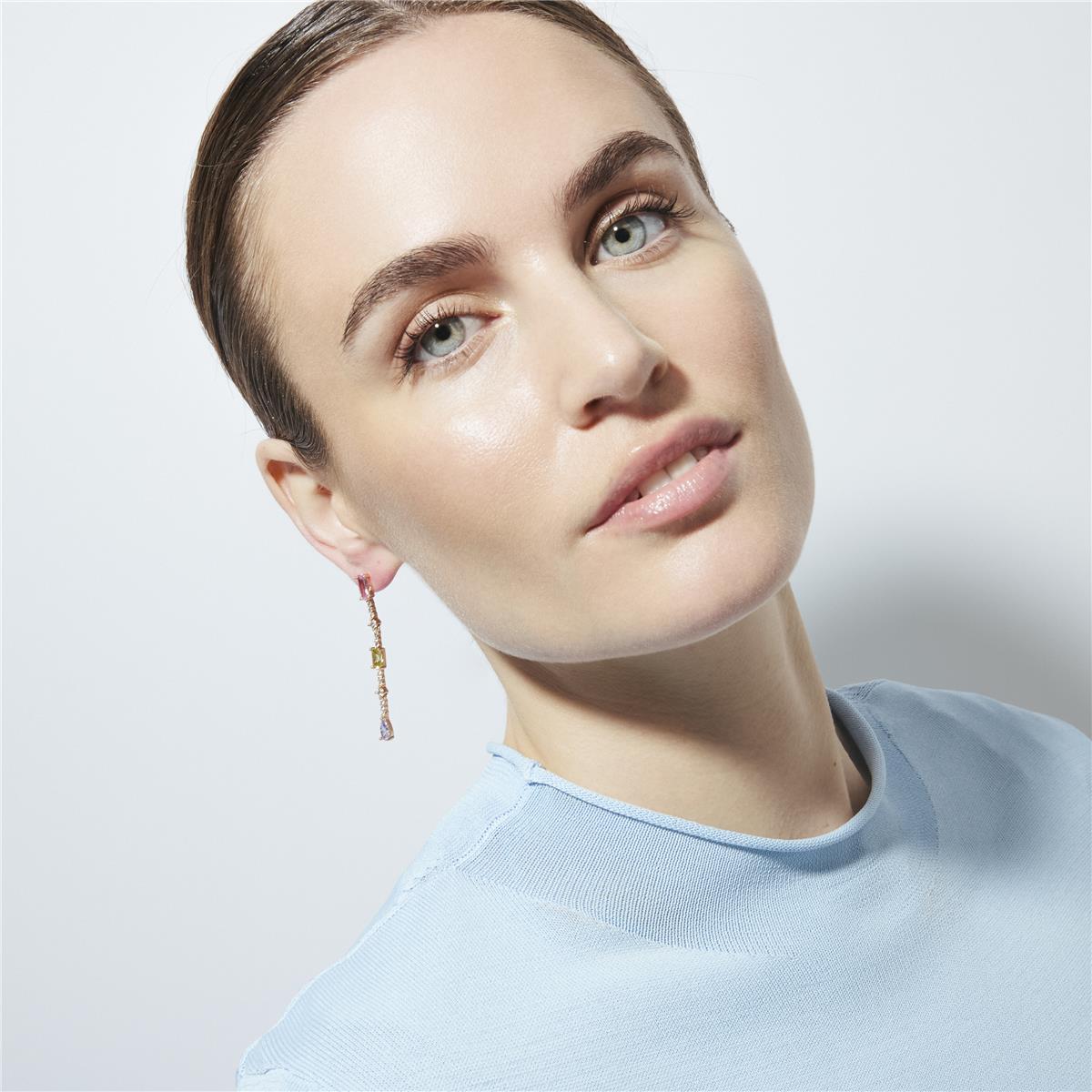 Pendientes de Circonita Multicolor acabado en oro amarillo de 18k - Ziadru