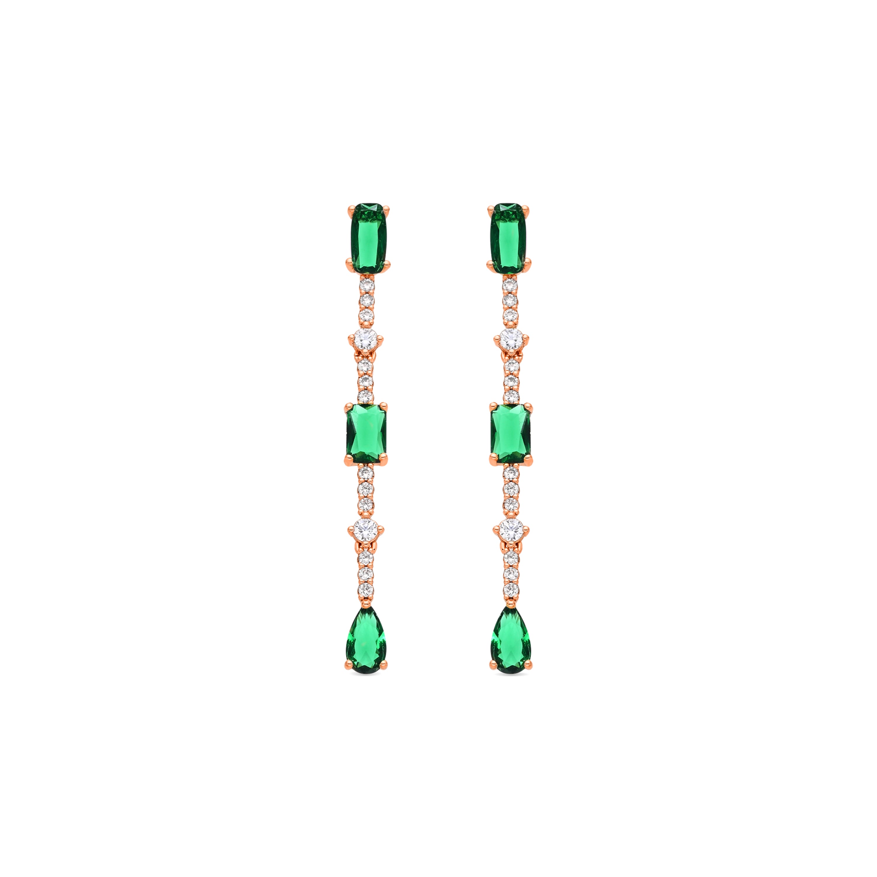 Boucles d'oreilles en zirconium émeraude finition or jaune 18k - Ziadru