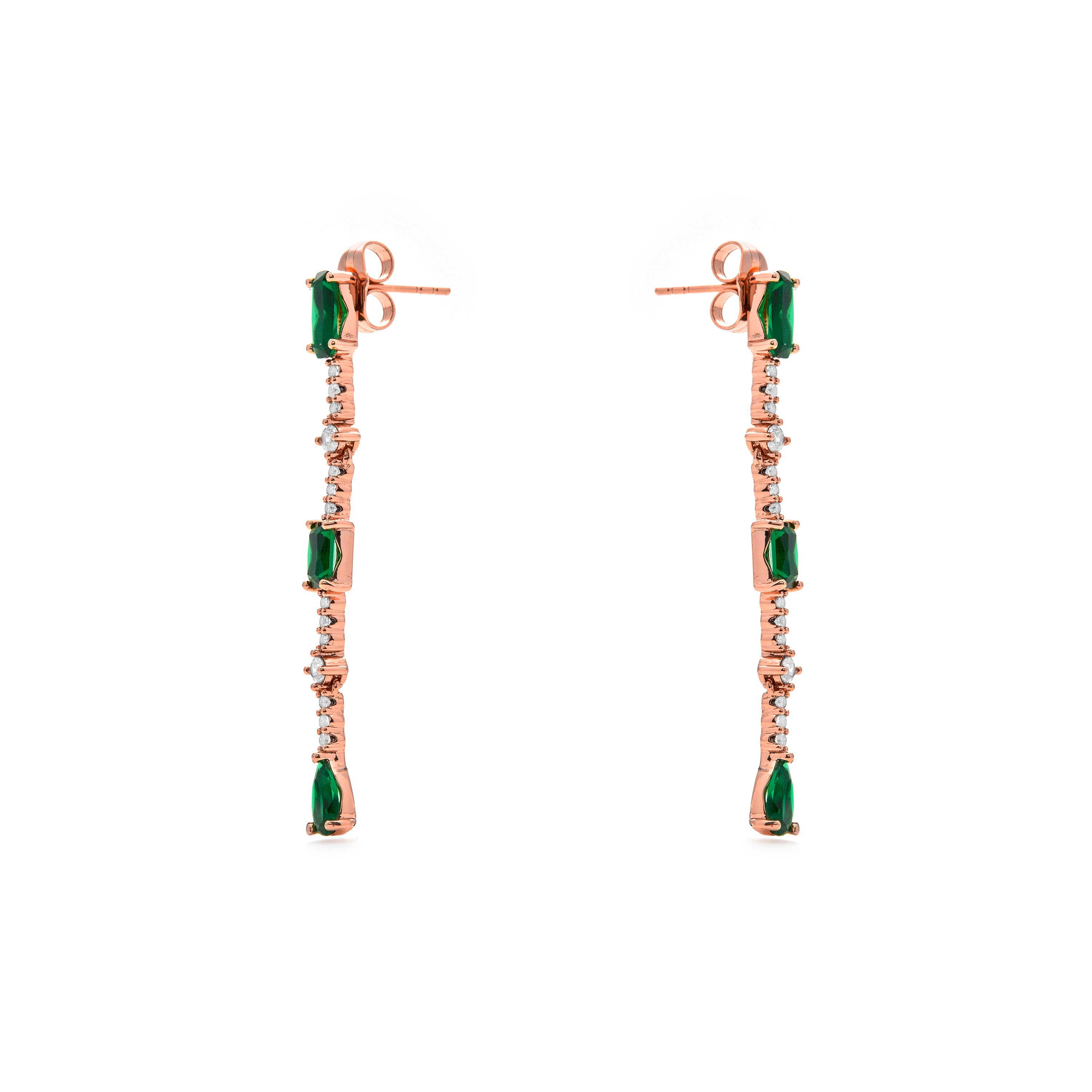 Boucles d'oreilles en zirconium émeraude finition or jaune 18k - Ziadru