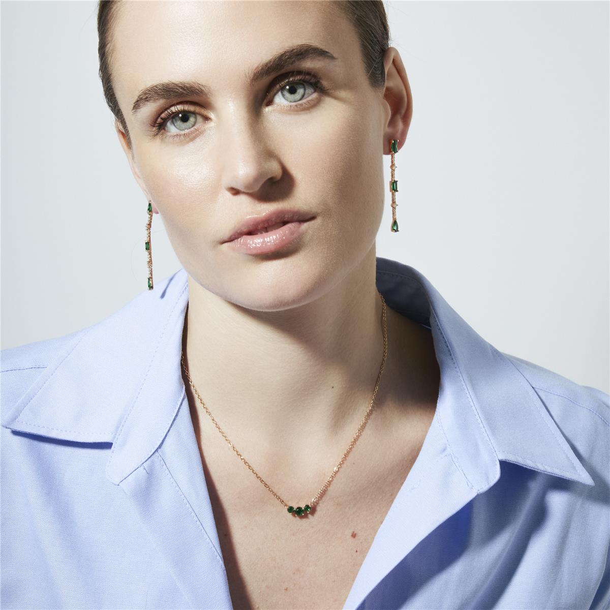 Boucles d'oreilles en zirconium émeraude finition or jaune 18k - Ziadru
