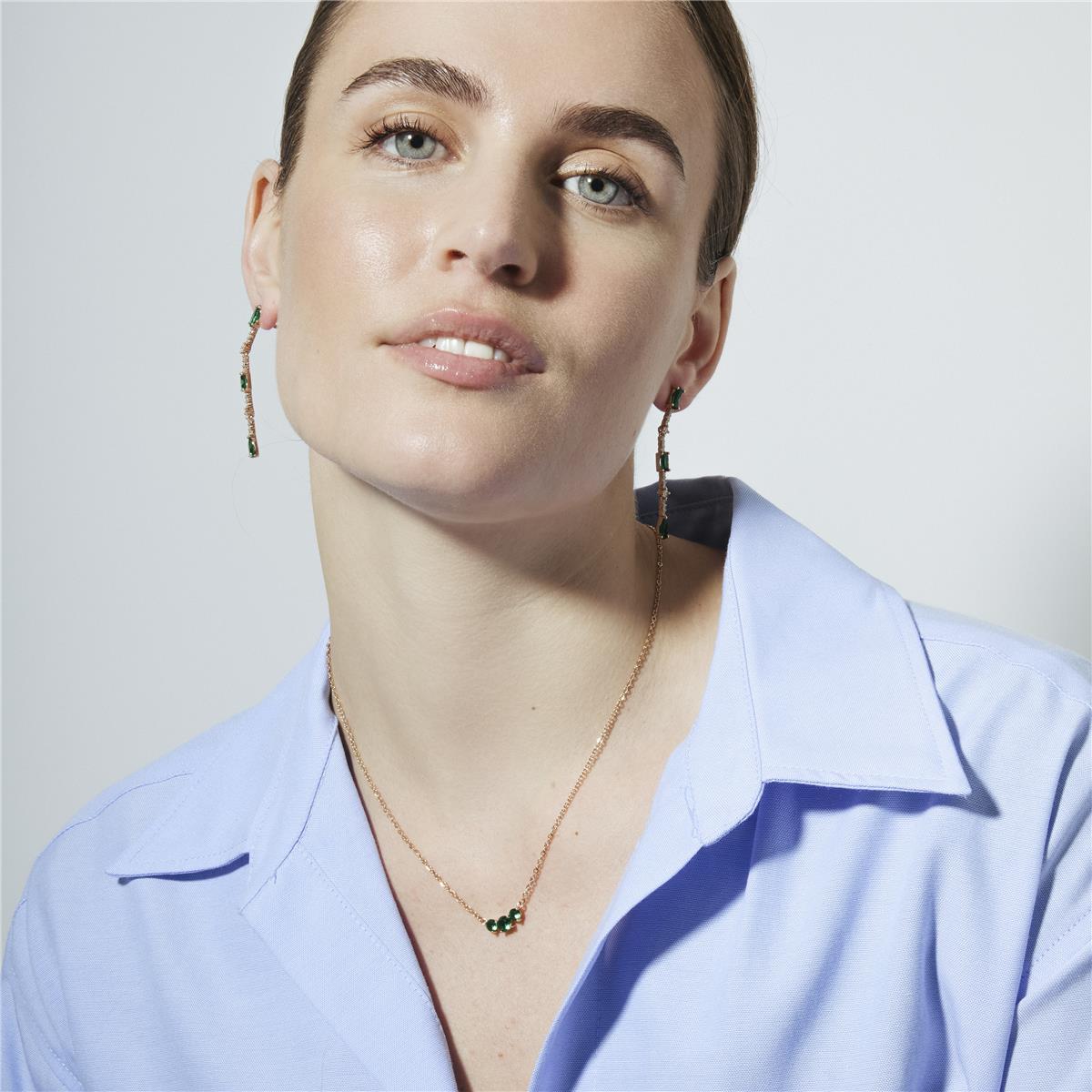 Boucles d'oreilles en zirconium émeraude finition or jaune 18k - Ziadru