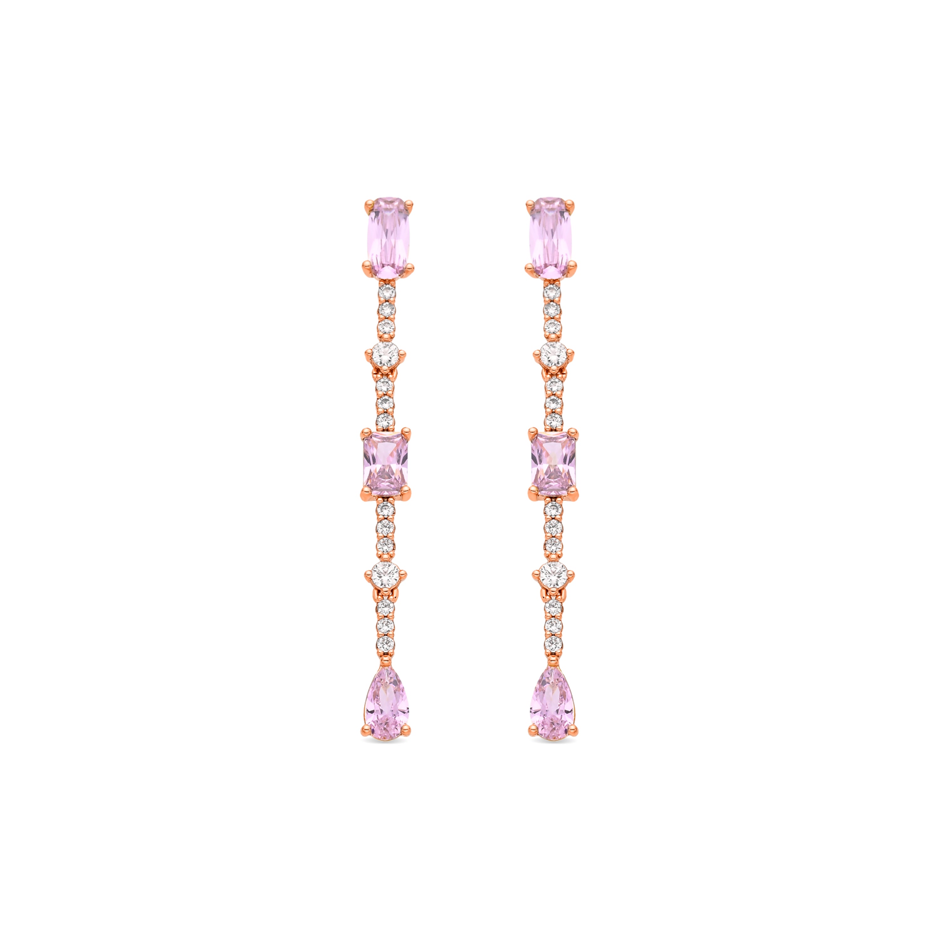 Pendientes de Circonita Rosa acabado en oro amarillo de 18k - Ziadru