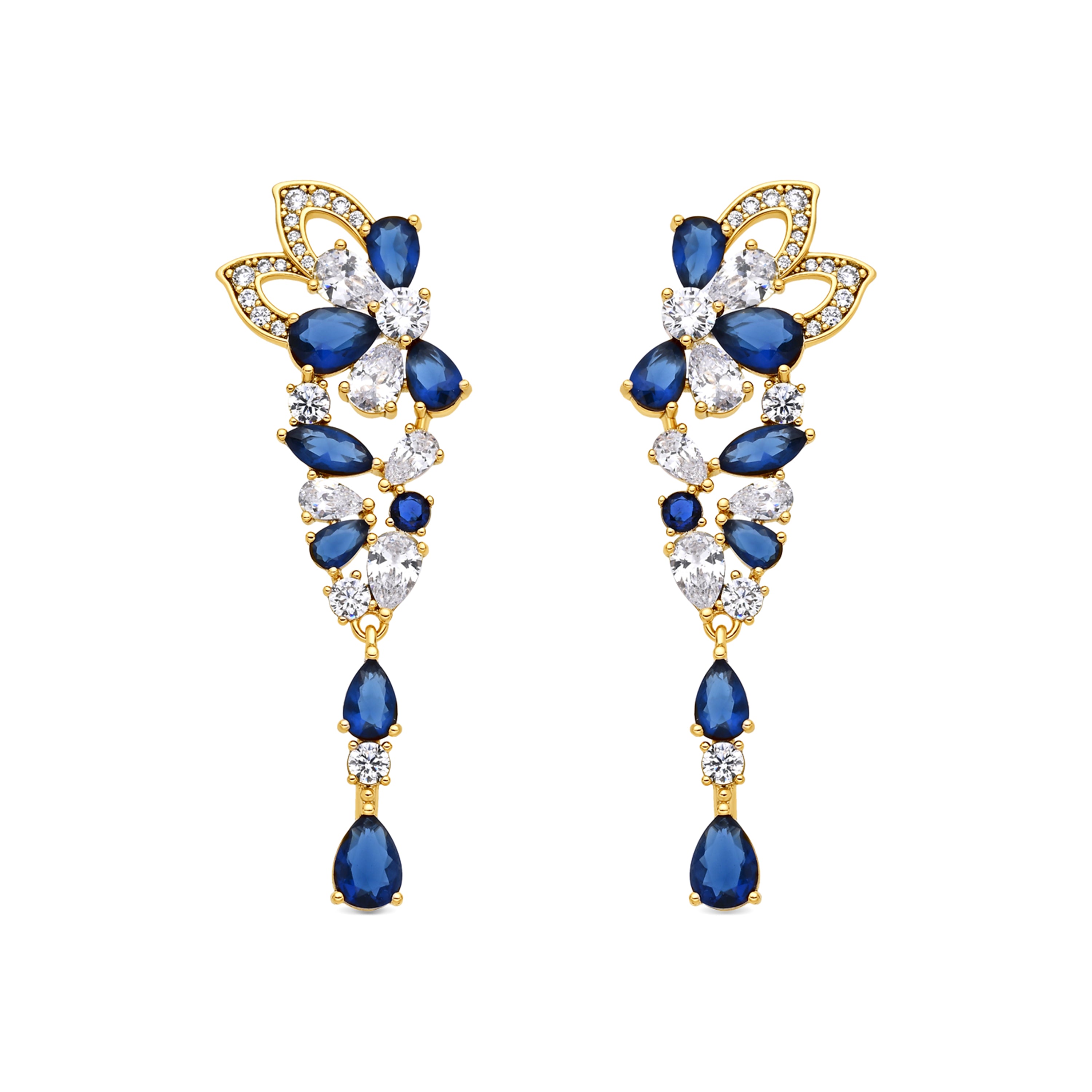 Boucles d'oreilles en zirconium saphir finition or jaune 18k - Uliso