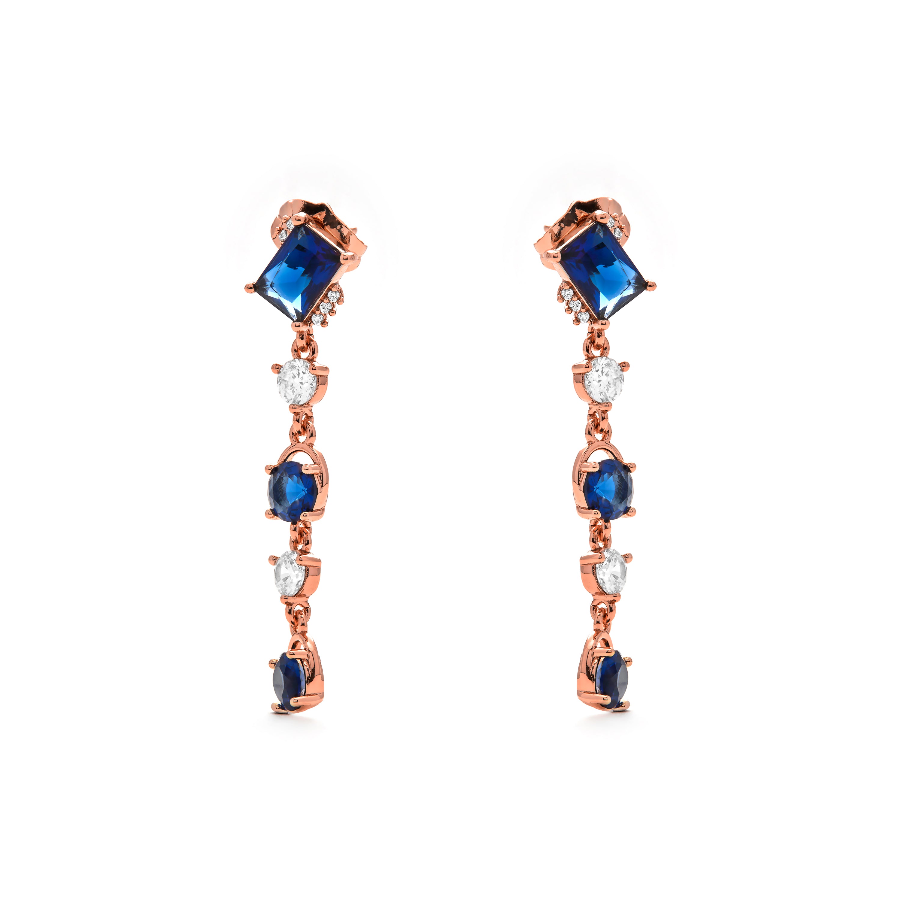 Pendientes de Circonita Zafiro acabado en oro amarillo de 18k - Bakmus